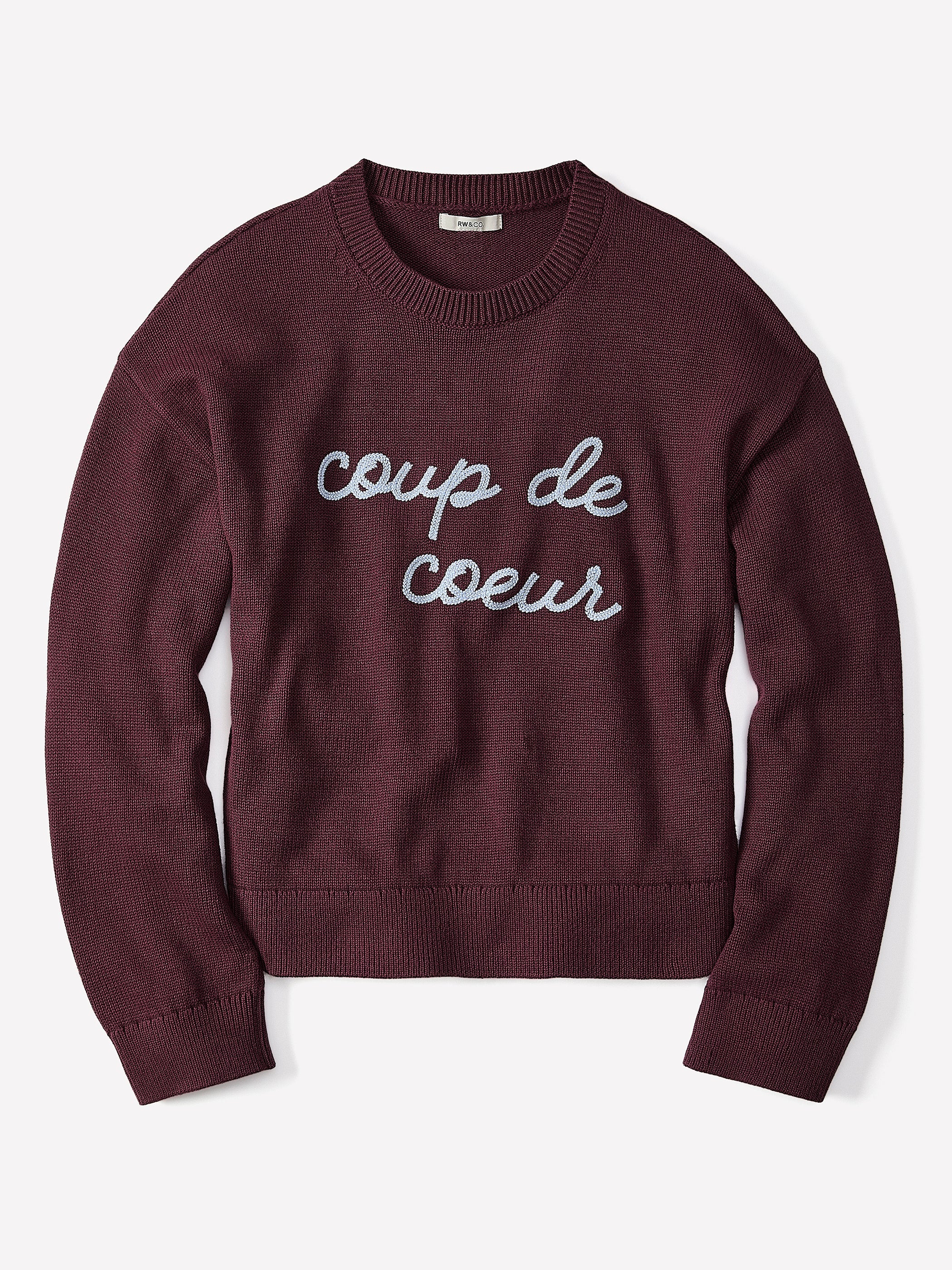 RW&CO Long-Sleeve Crew-Neck Pullover with Embroidery