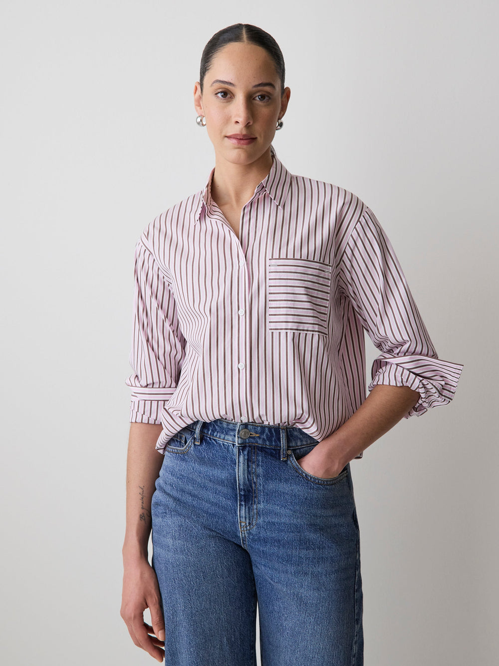 RW&CO Striped Long-Sleeve Poplin Shirt