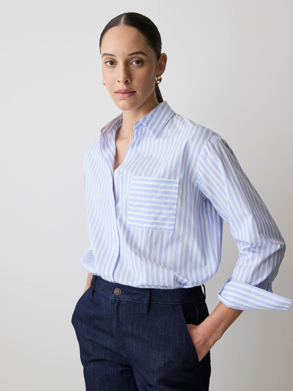 RW&CO Striped Long-Sleeve Poplin Shirt