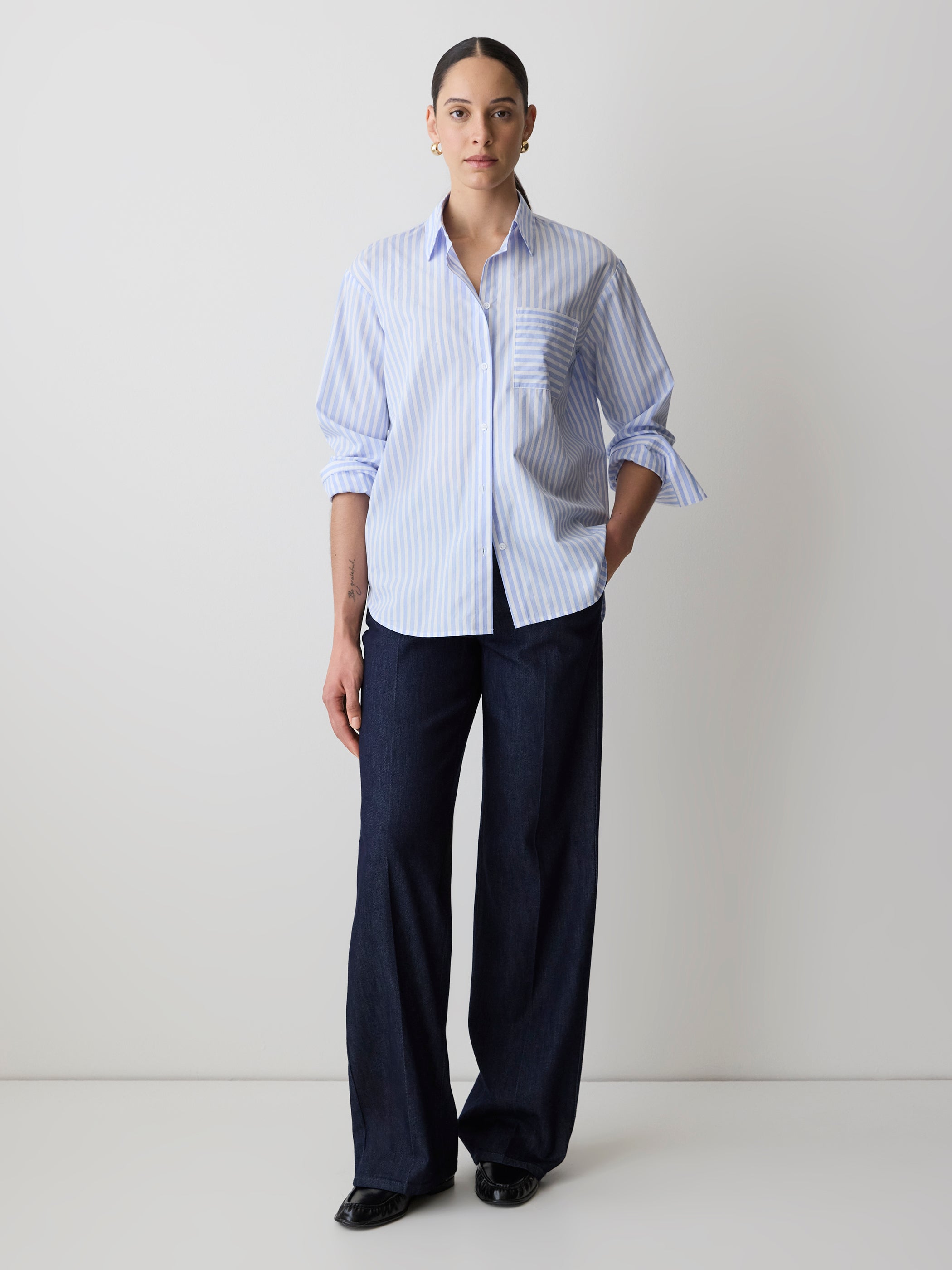RW&CO Striped Long-Sleeve Poplin Shirt