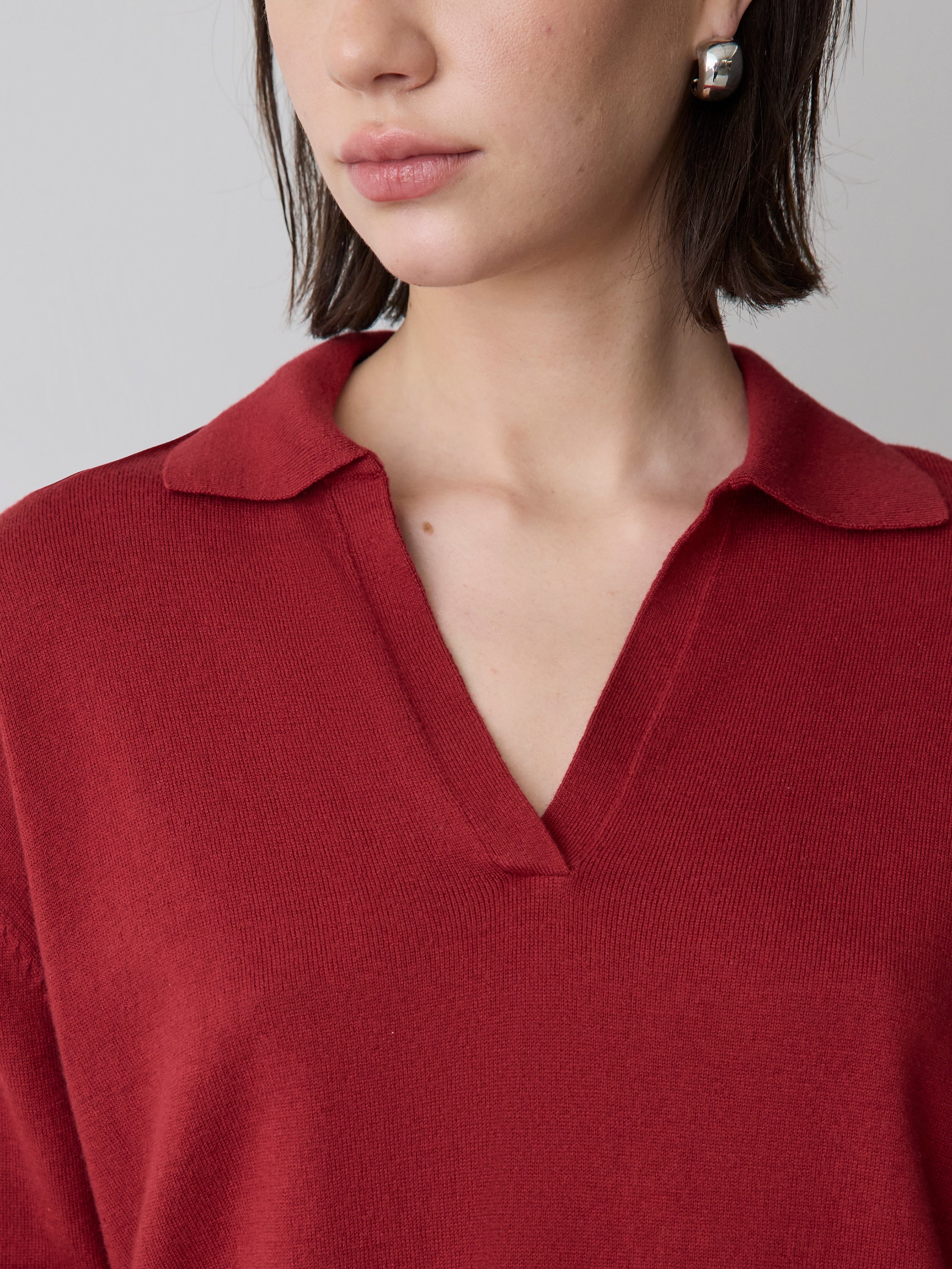 RW&CO Wool-Blend Long-Sleeve Polo Sweater