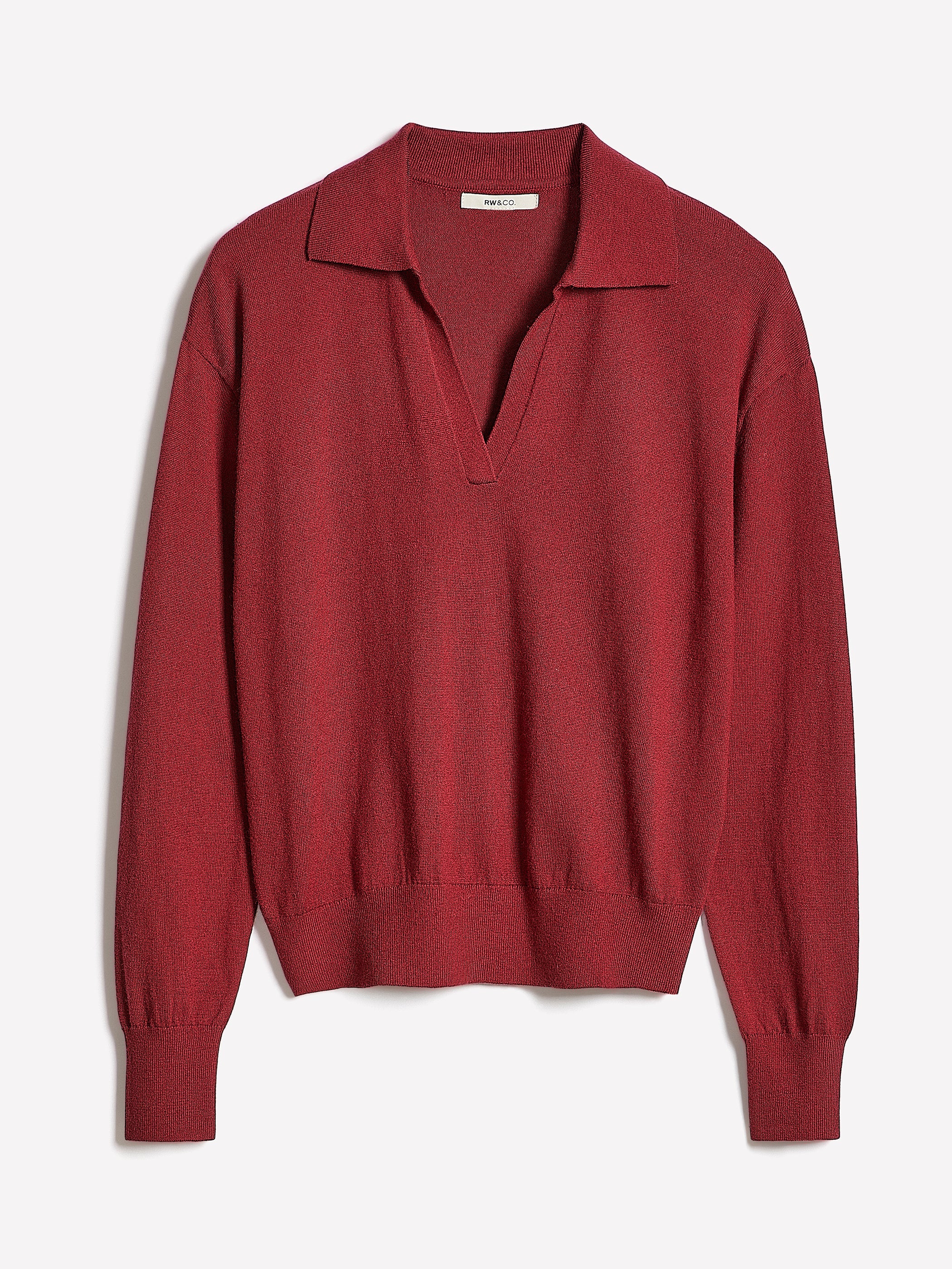 RW&CO Wool-Blend Long-Sleeve Polo Sweater