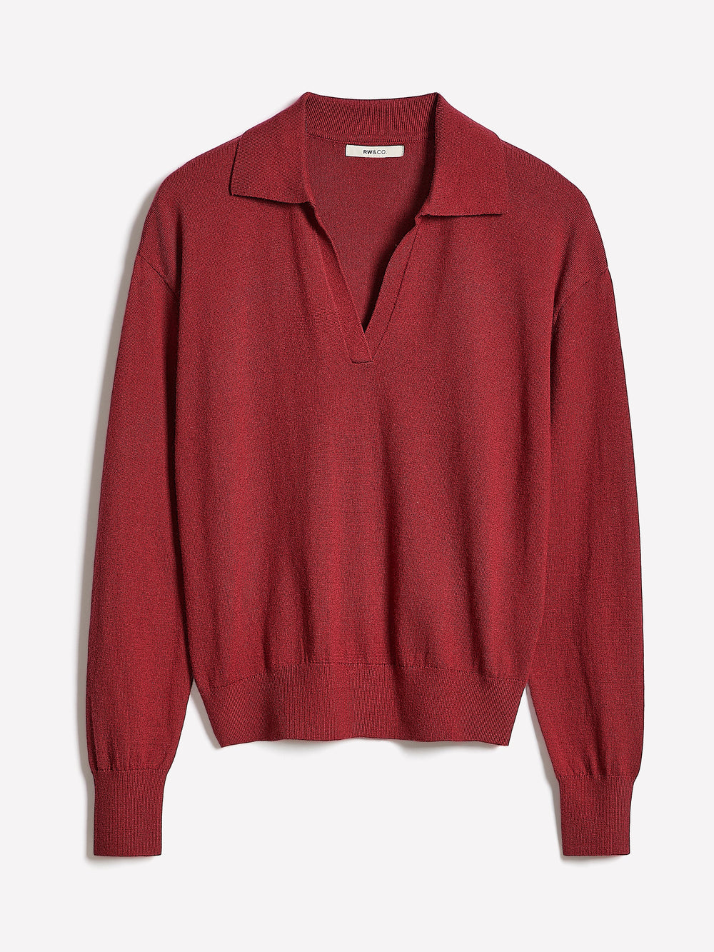 RW&CO Wool-Blend Long-Sleeve Polo Sweater