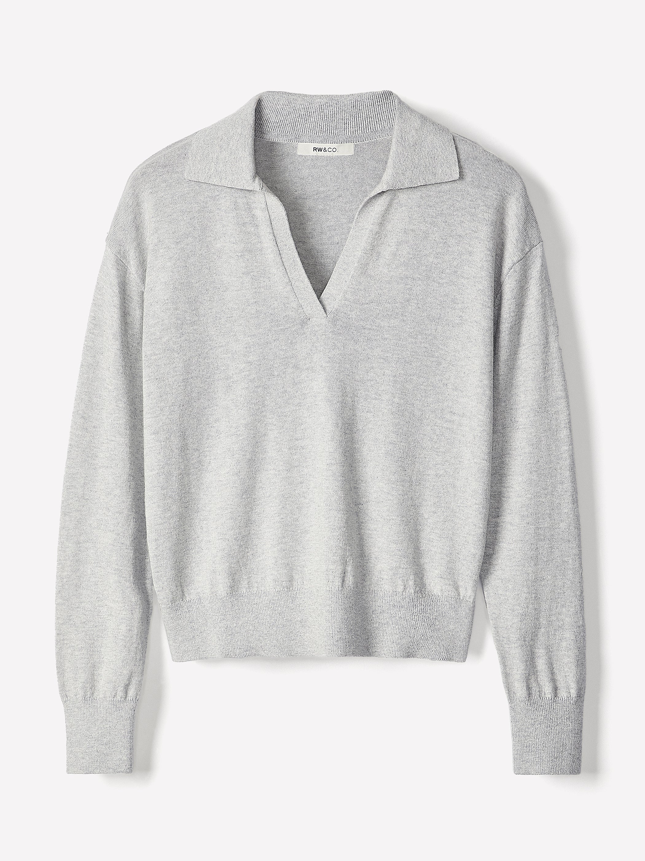 RW&CO Wool-Blend Long-Sleeve Polo Sweater
