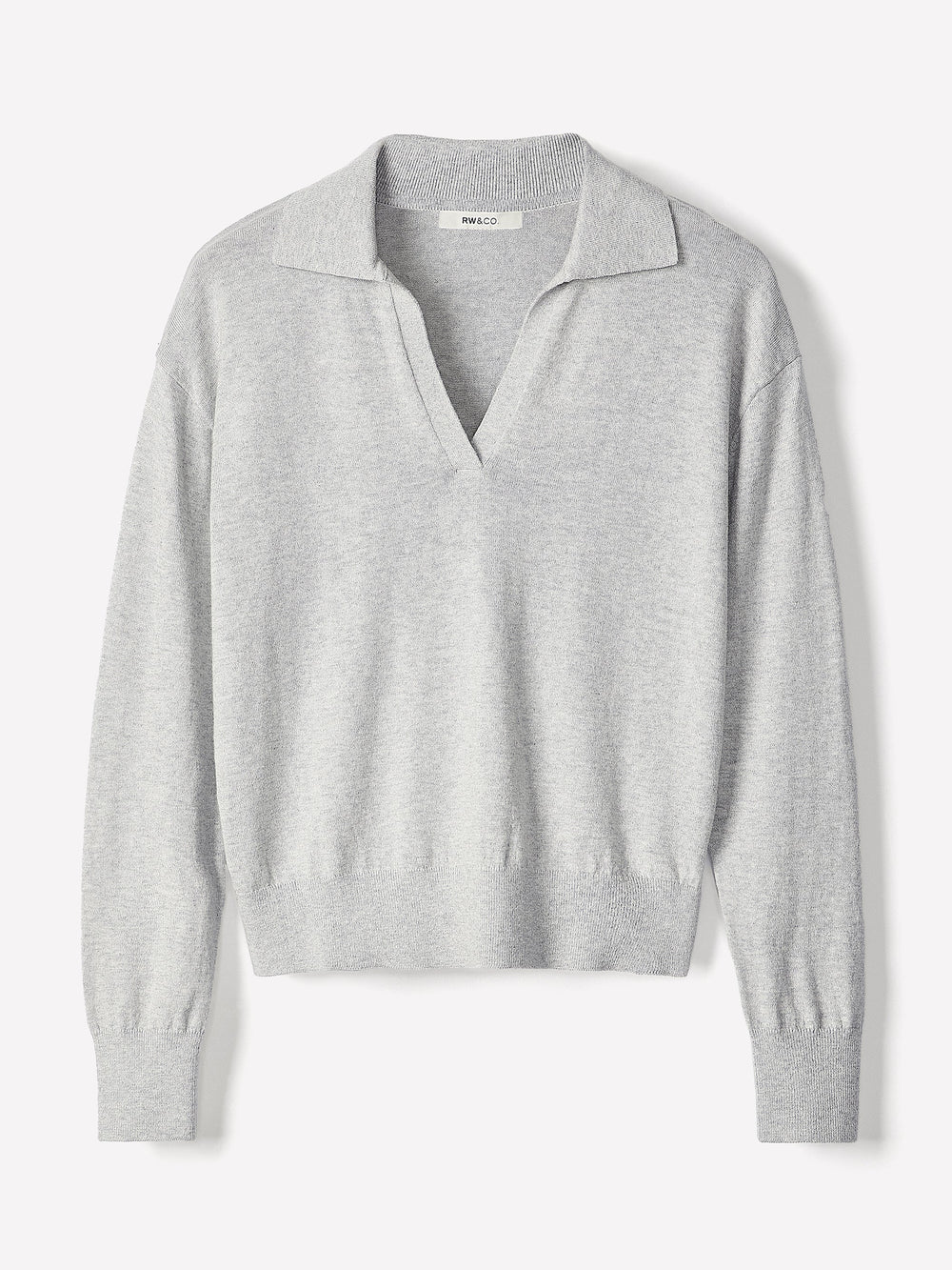 RW&CO Wool-Blend Long-Sleeve Polo Sweater