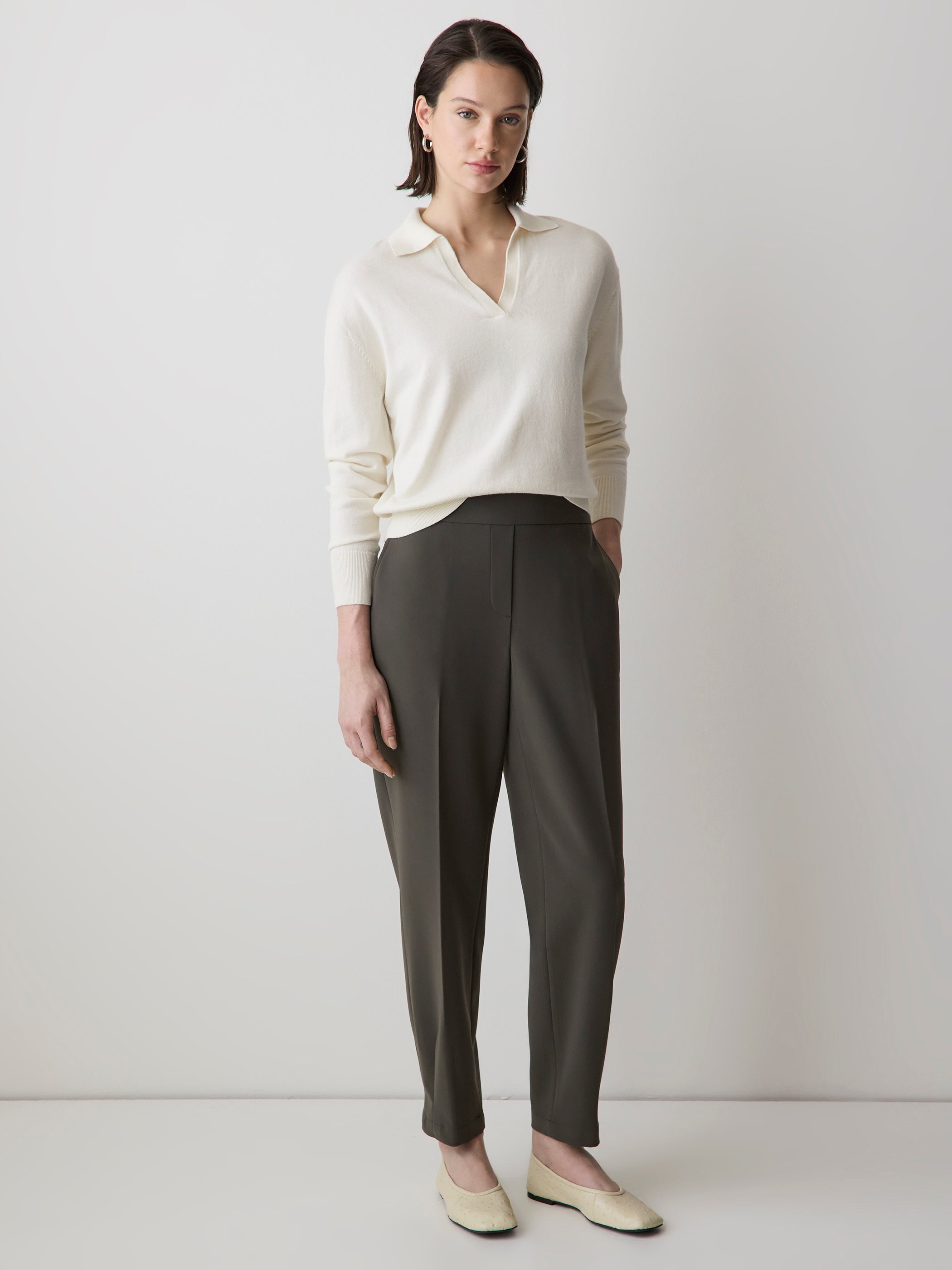 RW&CO Wool-Blend Long-Sleeve Polo Sweater