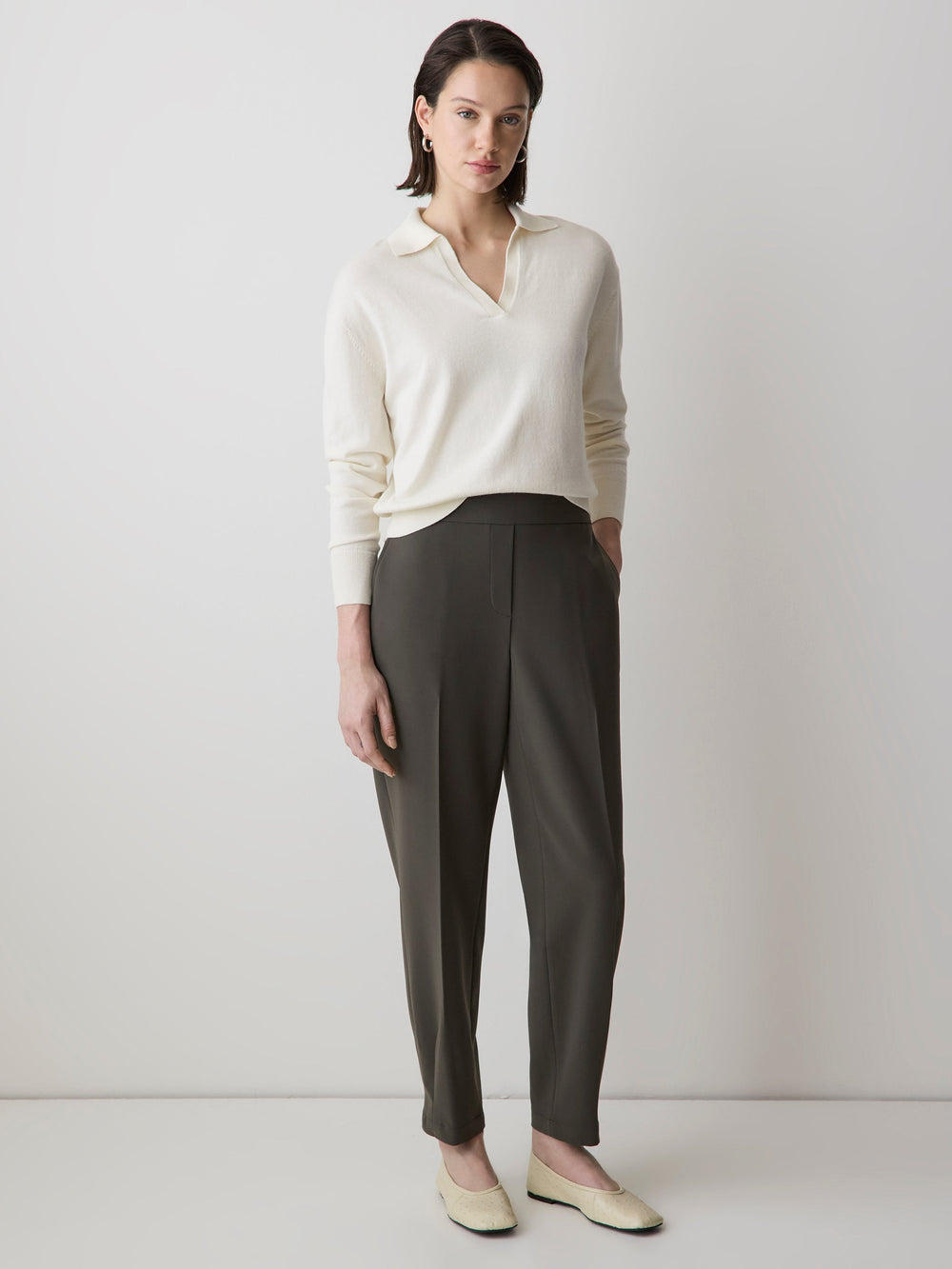 RW&CO Wool-Blend Long-Sleeve Polo Sweater