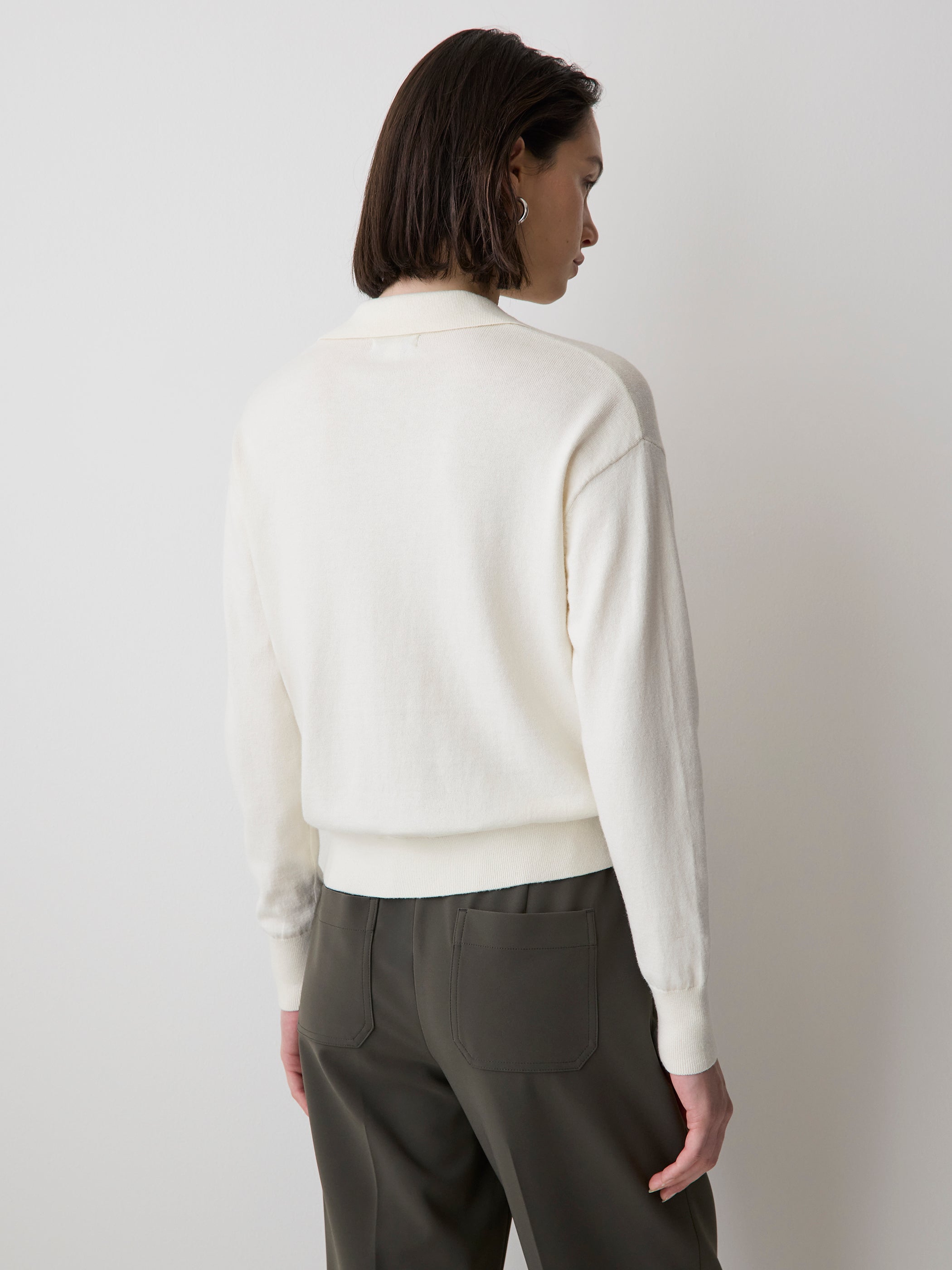 RW&CO Wool-Blend Long-Sleeve Polo Sweater