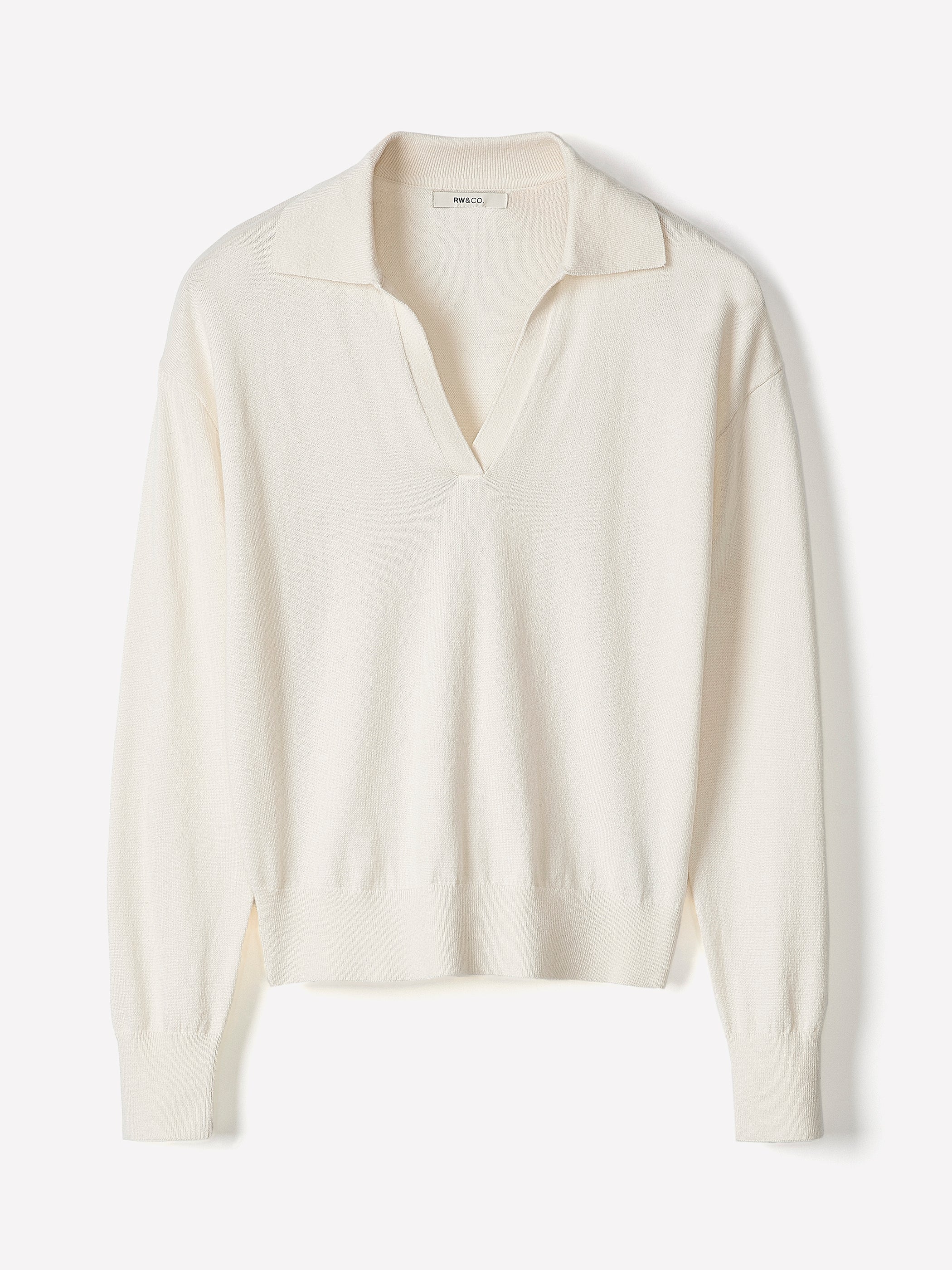 RW&CO Wool-Blend Long-Sleeve Polo Sweater
