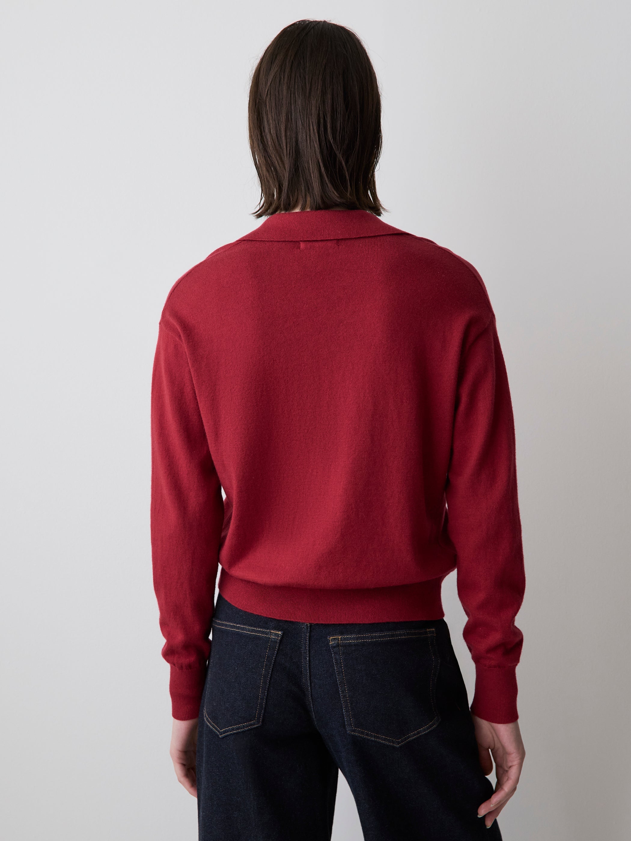 RW&CO Wool-Blend Long-Sleeve Polo Sweater