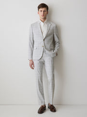 RW&CO Slim Fit Grey Checkered Suit Blazer