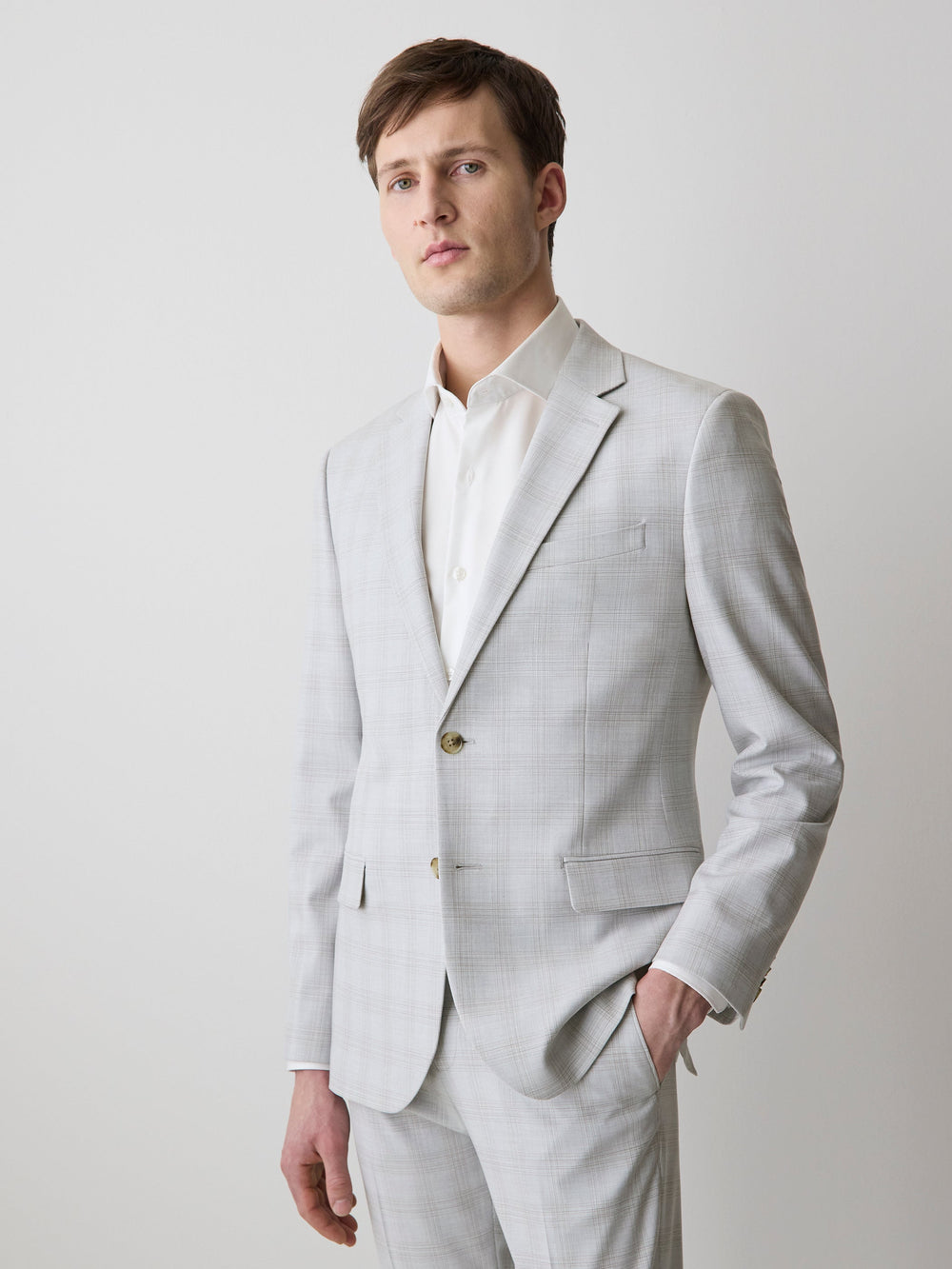 RW&CO Slim Fit Grey Checkered Suit Blazer