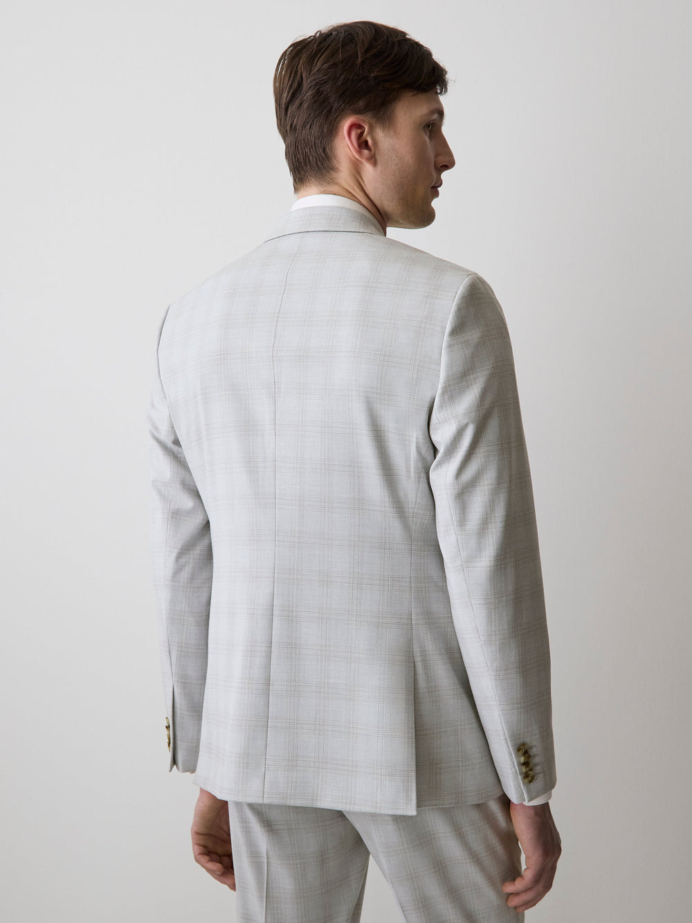 RW&CO Slim Fit Grey Checkered Suit Blazer
