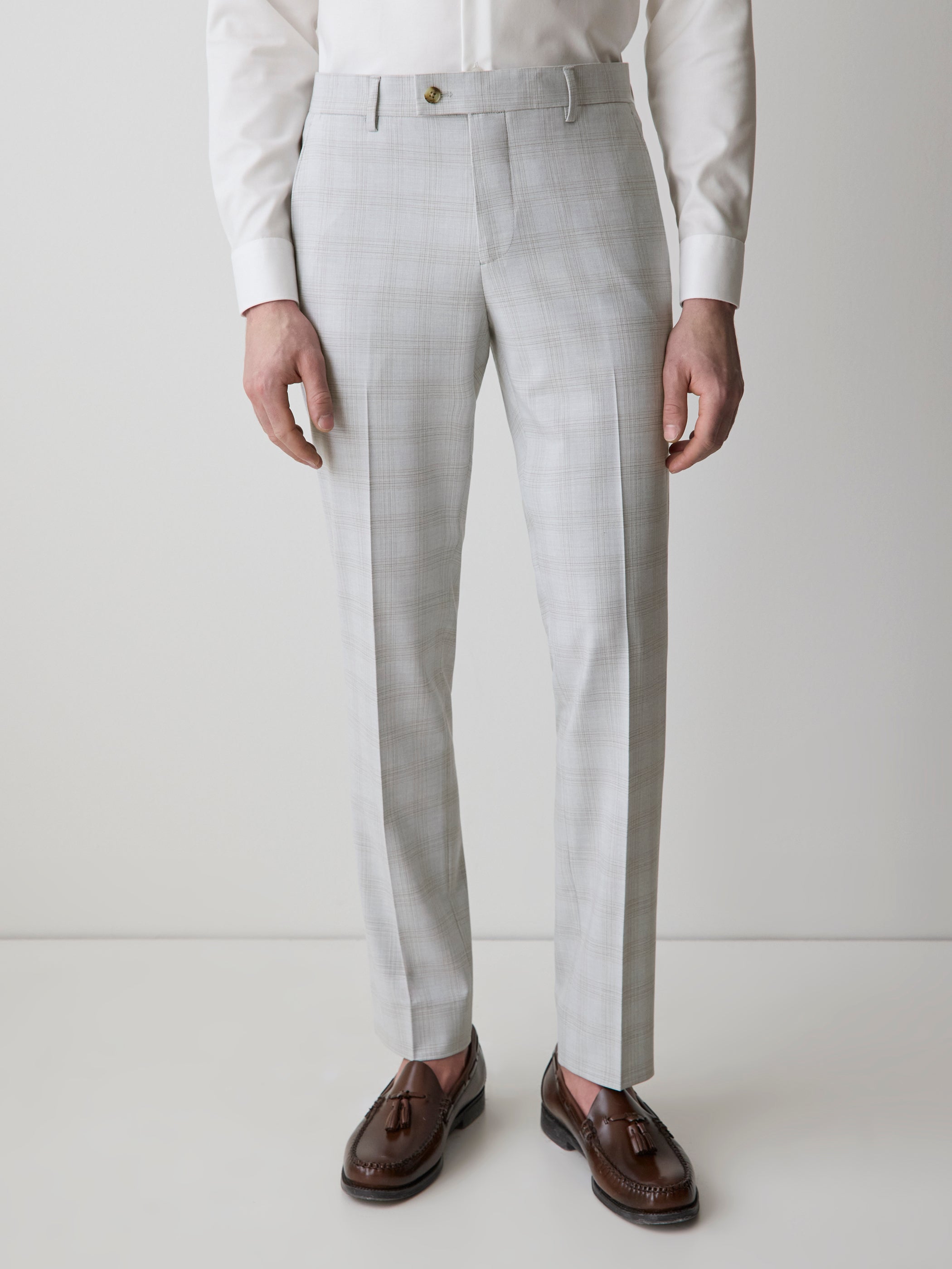 RW&CO Slim Fit Grey Checkered Suit Pant