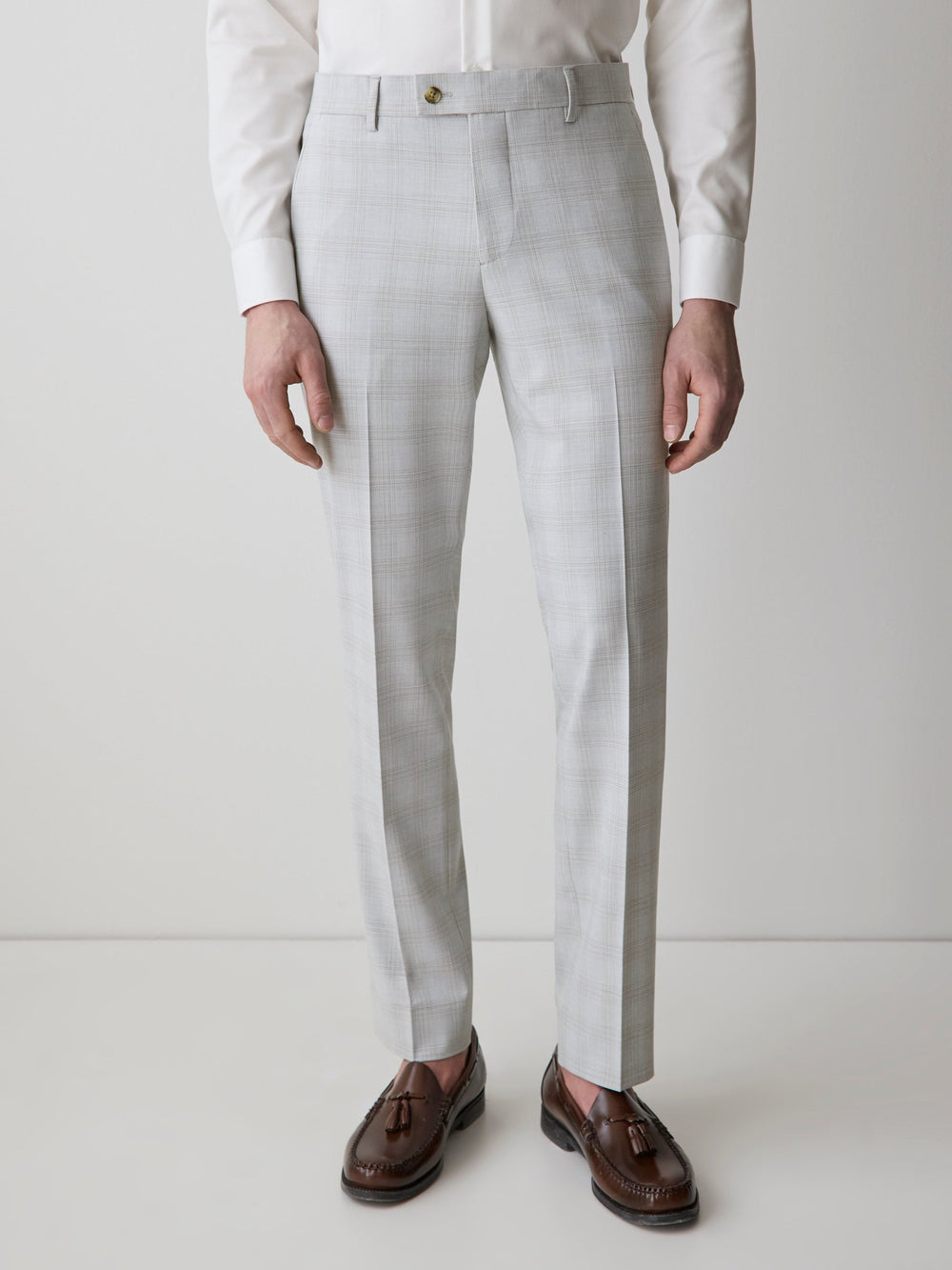 RW&CO Slim Fit Grey Checkered Suit Pant