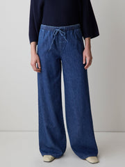 RW&CO Wide-Leg Denim Pants with Elastic Waistband