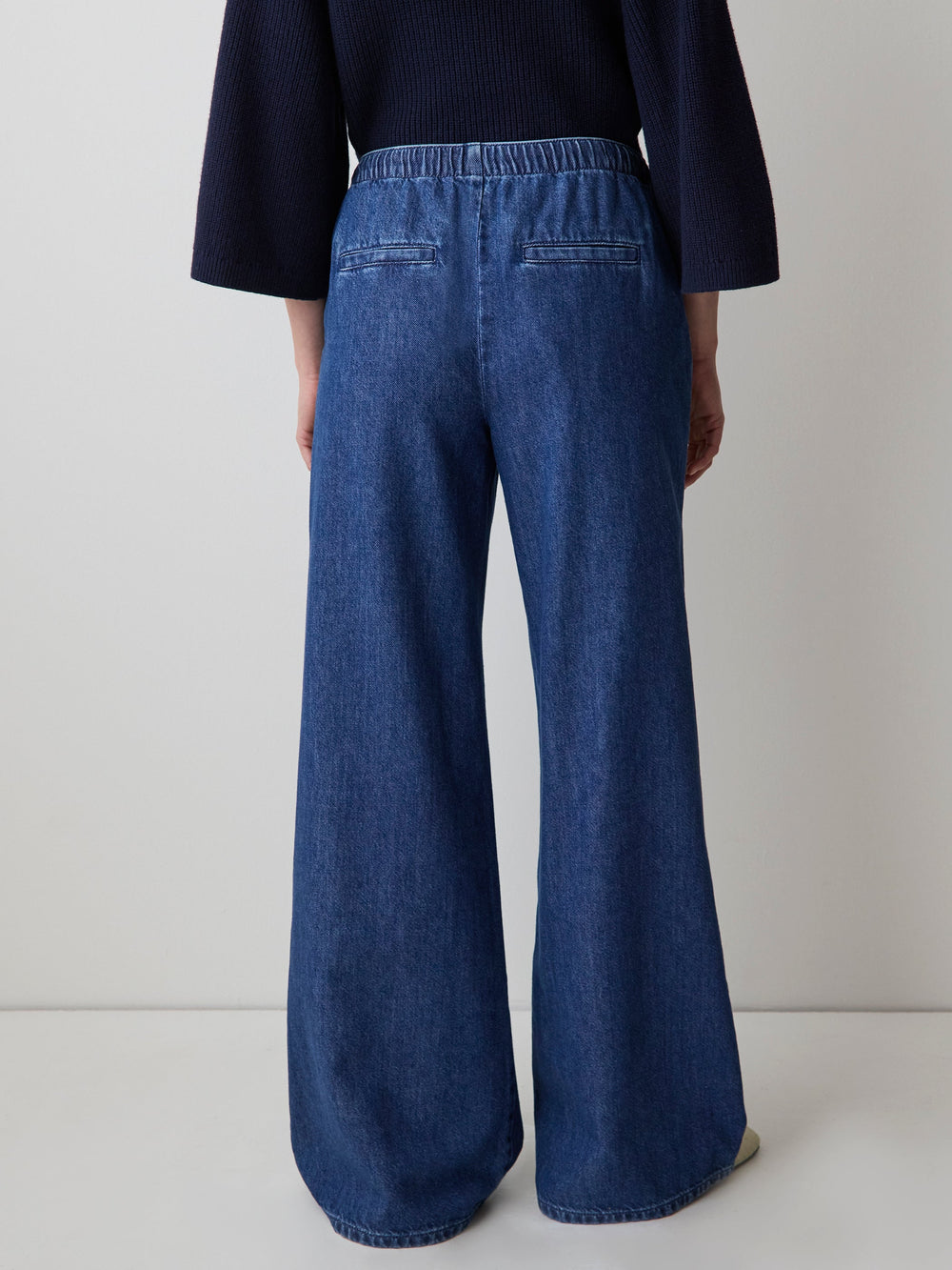 RW&CO Wide-Leg Denim Pants with Elastic Waistband