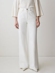 RW&CO Cream Long High-Rise Wide-Leg Jeans