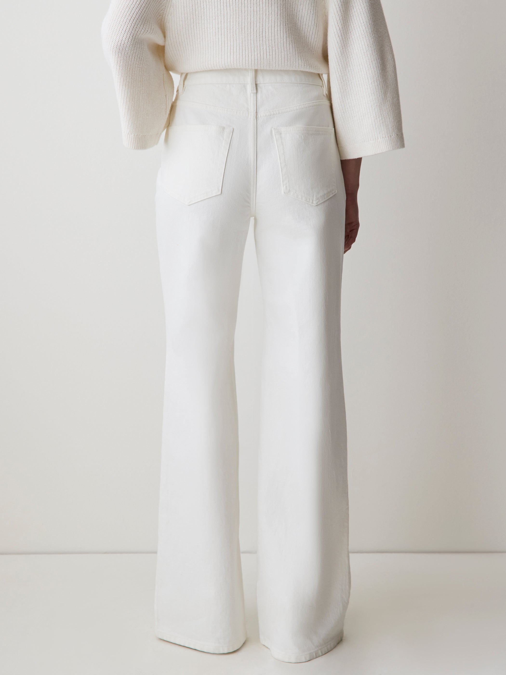 RW&CO Cream Long High-Rise Wide-Leg Jeans