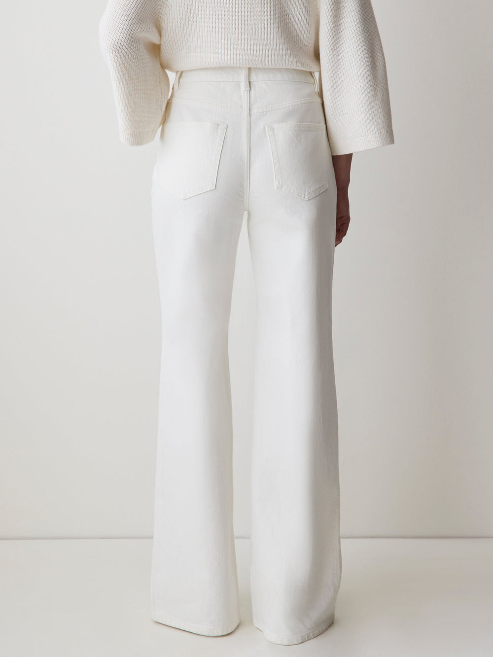 RW&CO Cream Long High-Rise Wide-Leg Jeans