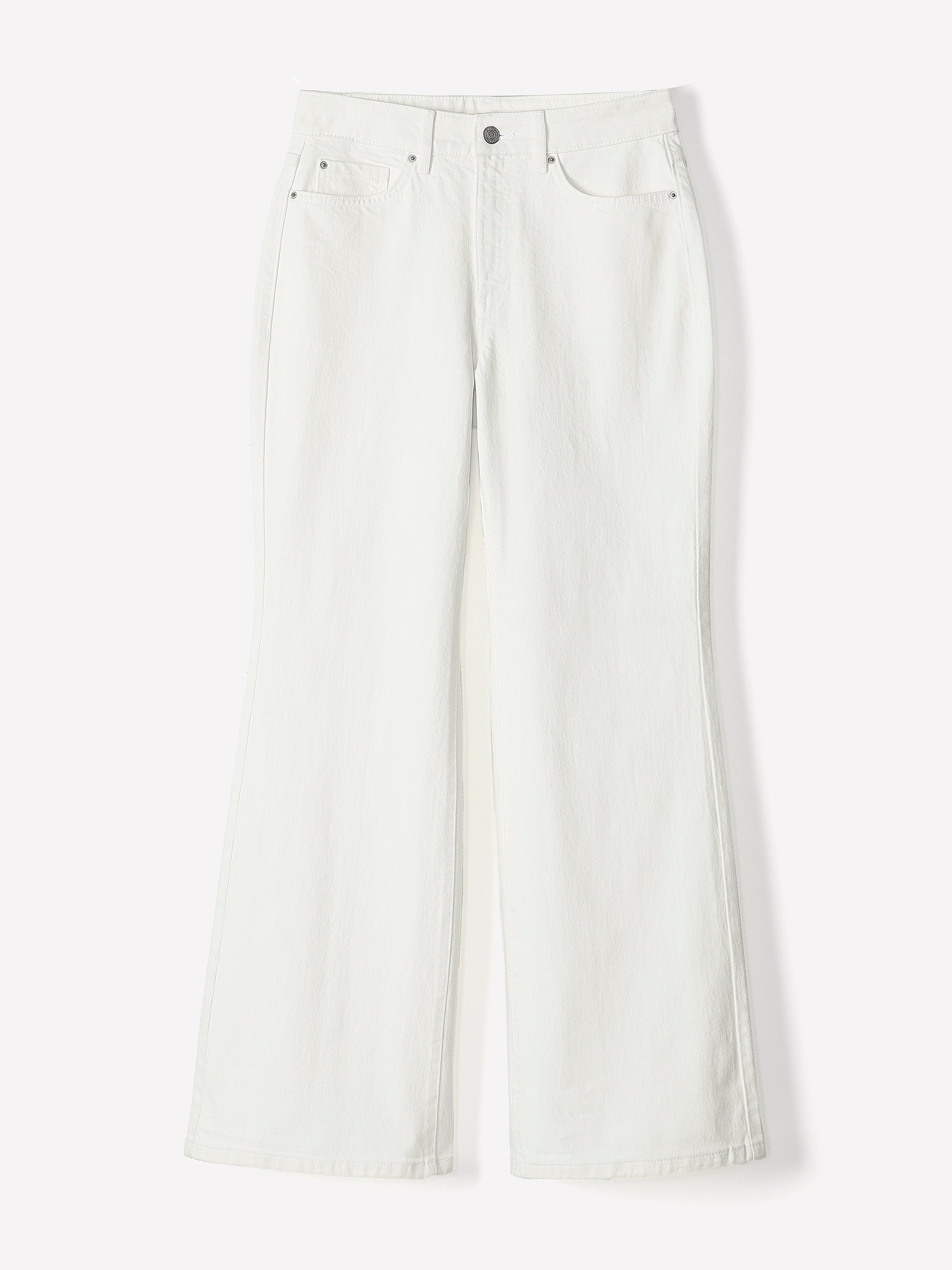 RW&CO Cream Long High-Rise Wide-Leg Jeans
