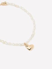 RW&CO Pearl Bracelet with Heart Charm
