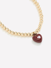 RW&CO Metal Beaded Bracelet with Heart Charm