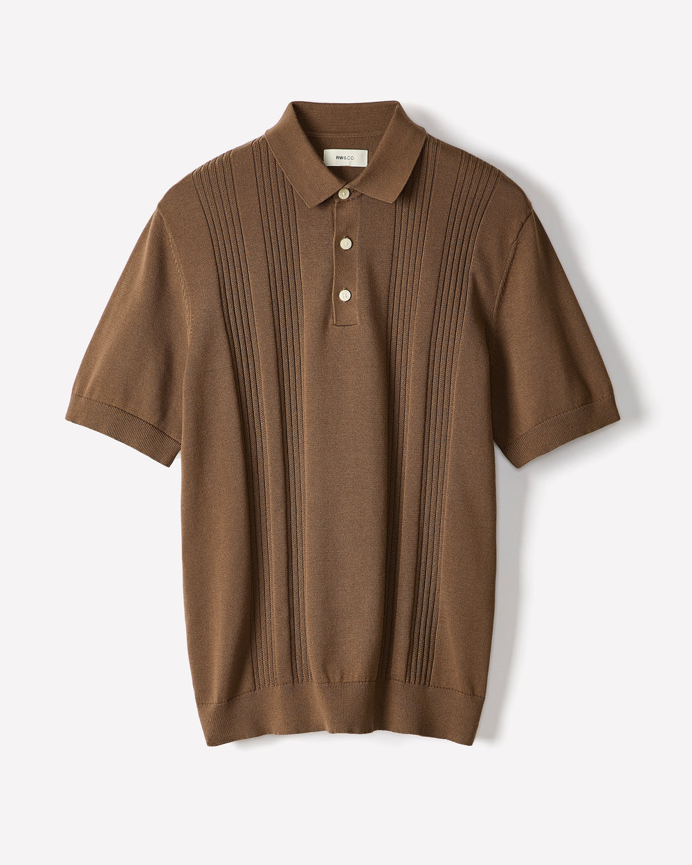 RW&CO Short-Sleeve Cotton Polo with Vertical Stitches