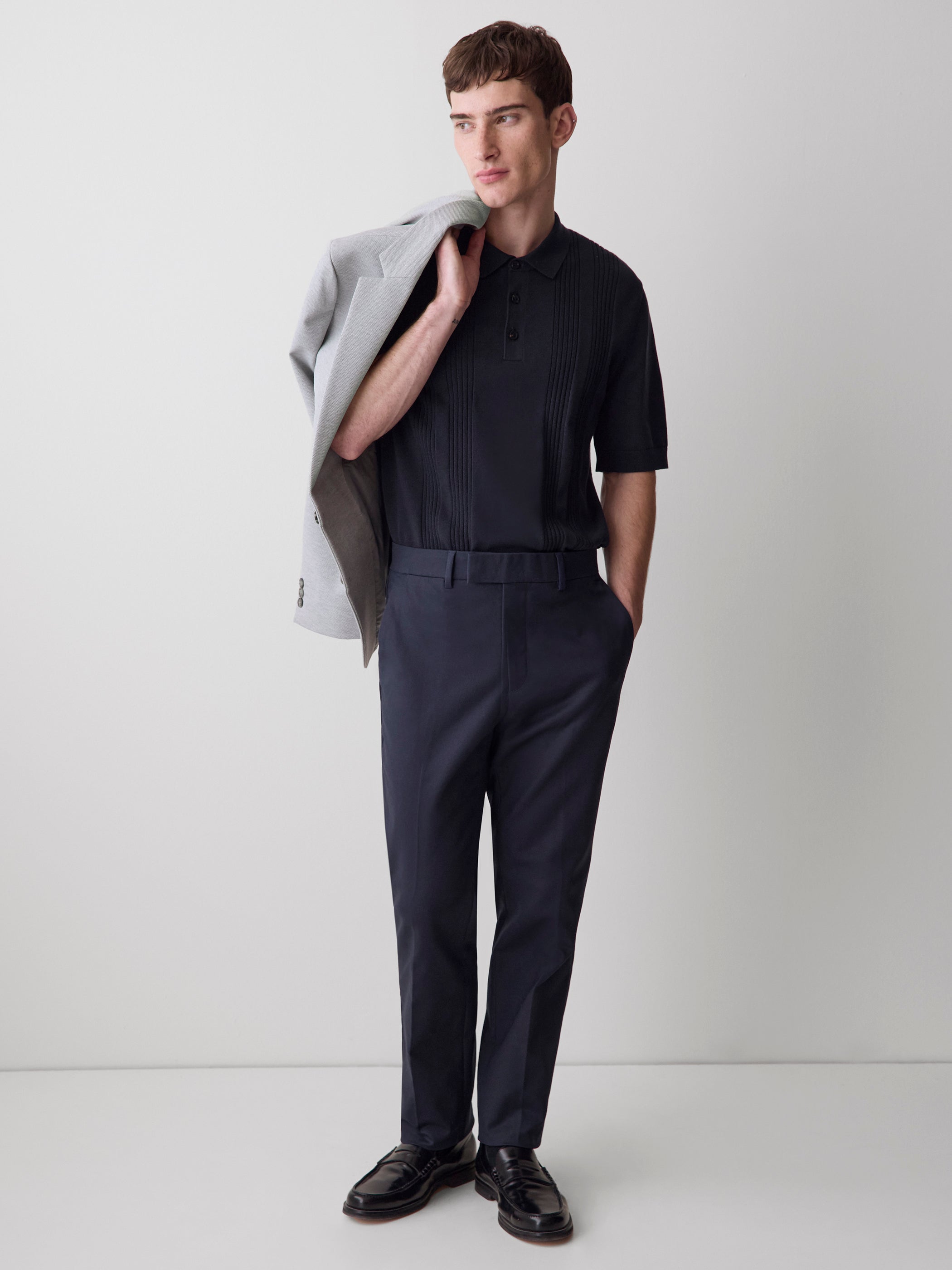 RW&CO Short-Sleeve Cotton Polo with Vertical Stitches