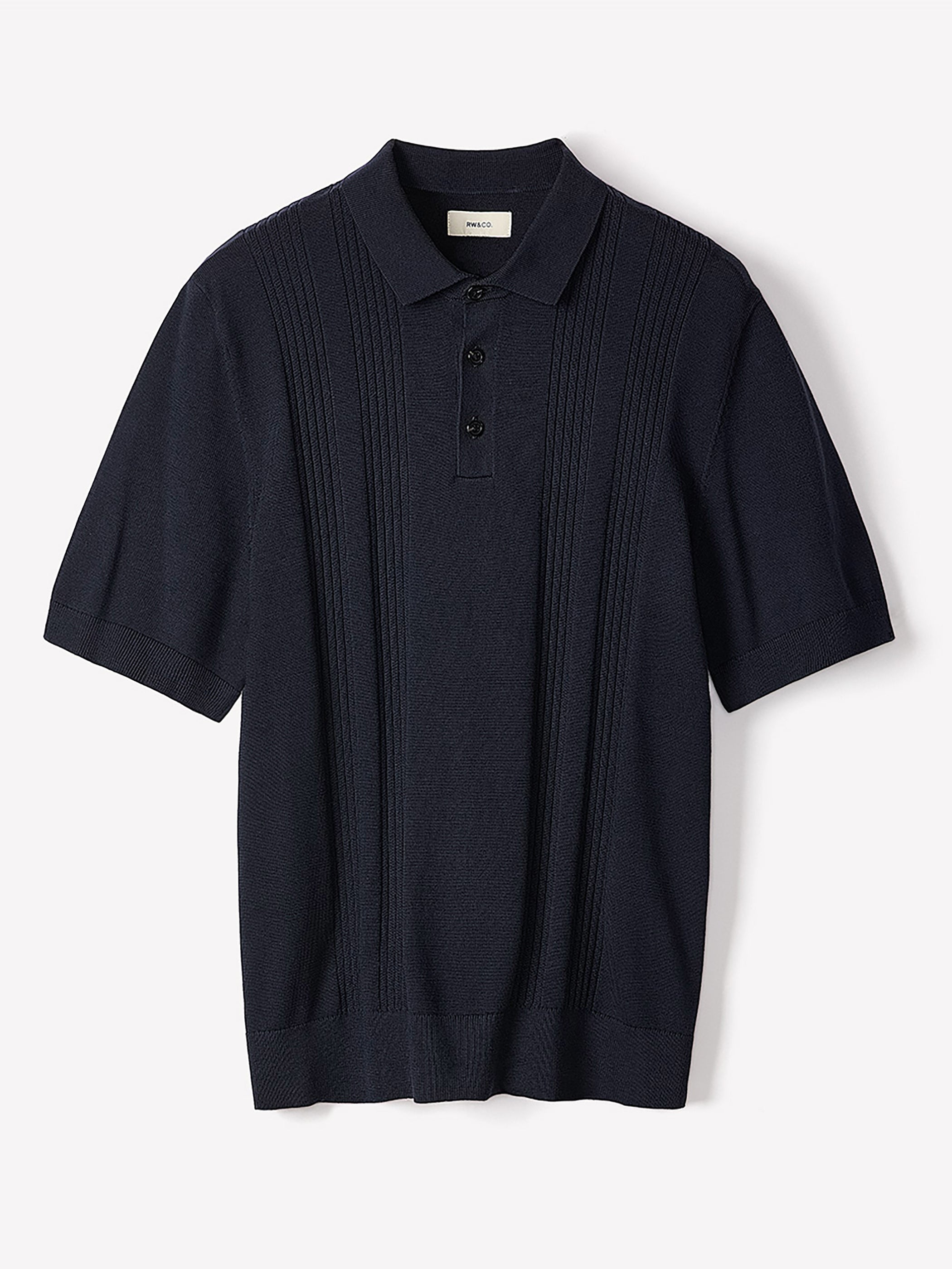 RW&CO Short-Sleeve Cotton Polo with Vertical Stitches