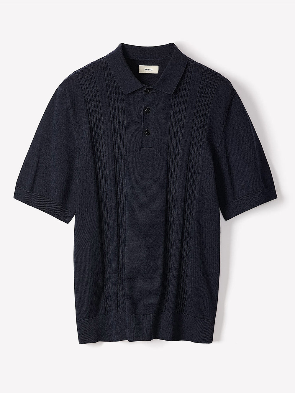 RW&CO Short-Sleeve Cotton Polo with Vertical Stitches