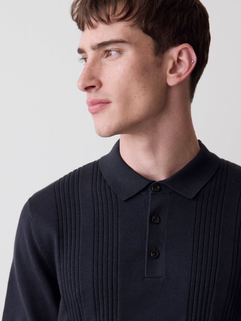 RW&CO Short-Sleeve Cotton Polo with Vertical Stitches