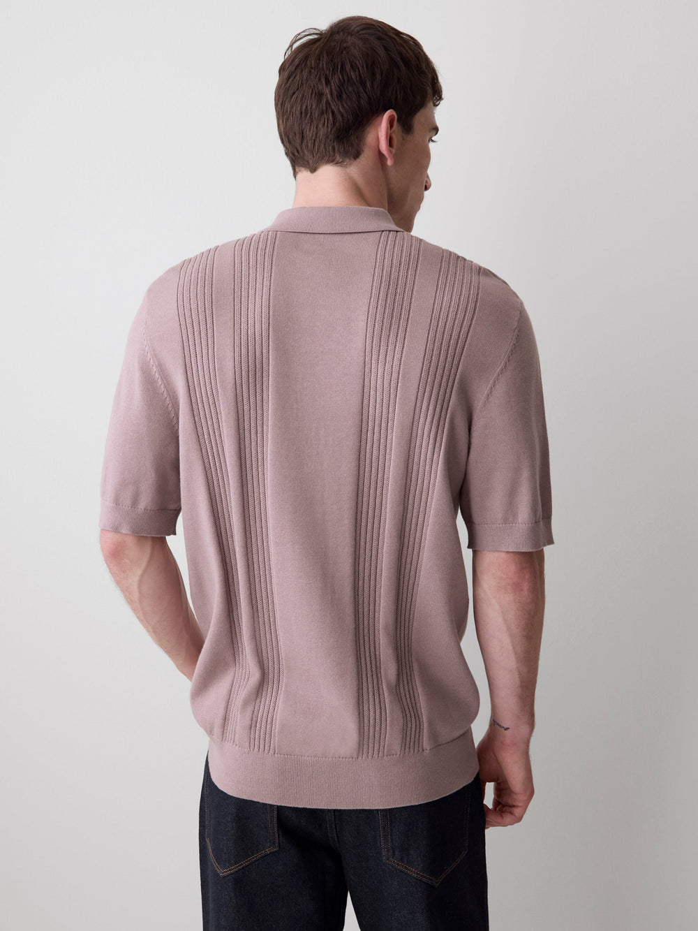 RW&CO Short-Sleeve Cotton Polo with Vertical Stitches