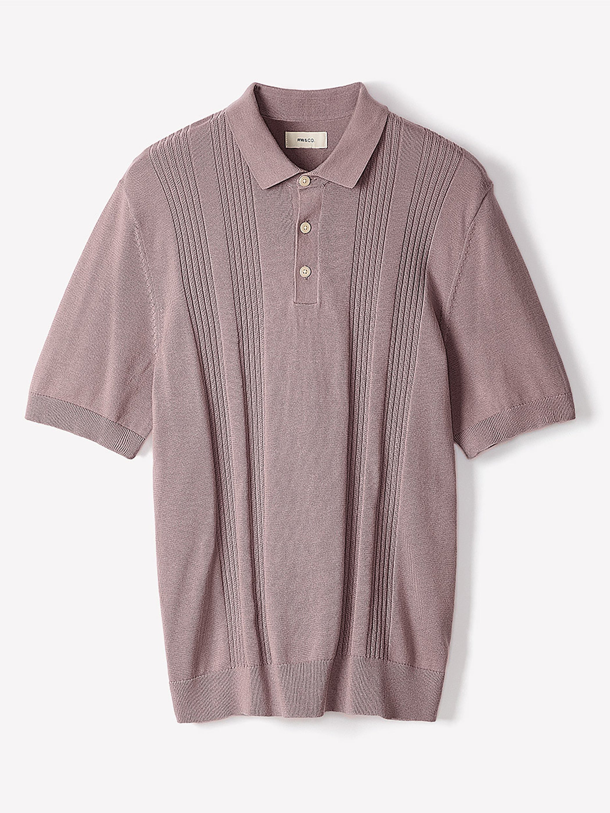 RW&CO Short-Sleeve Cotton Polo with Vertical Stitches