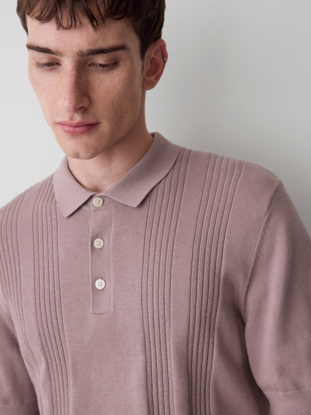 RW&CO Short-Sleeve Cotton Polo with Vertical Stitches