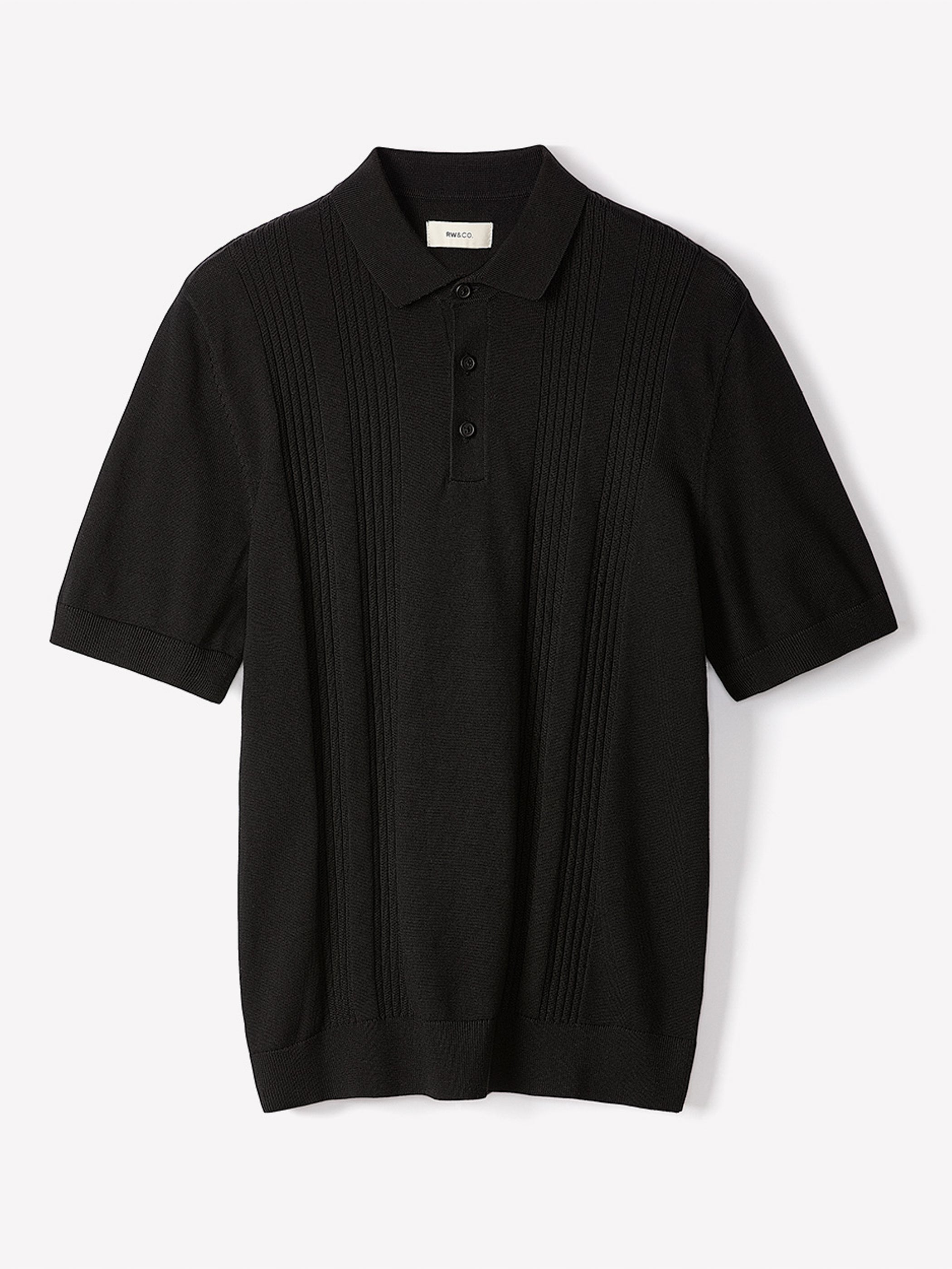 RW&CO Short-Sleeve Cotton Polo with Vertical Stitches
