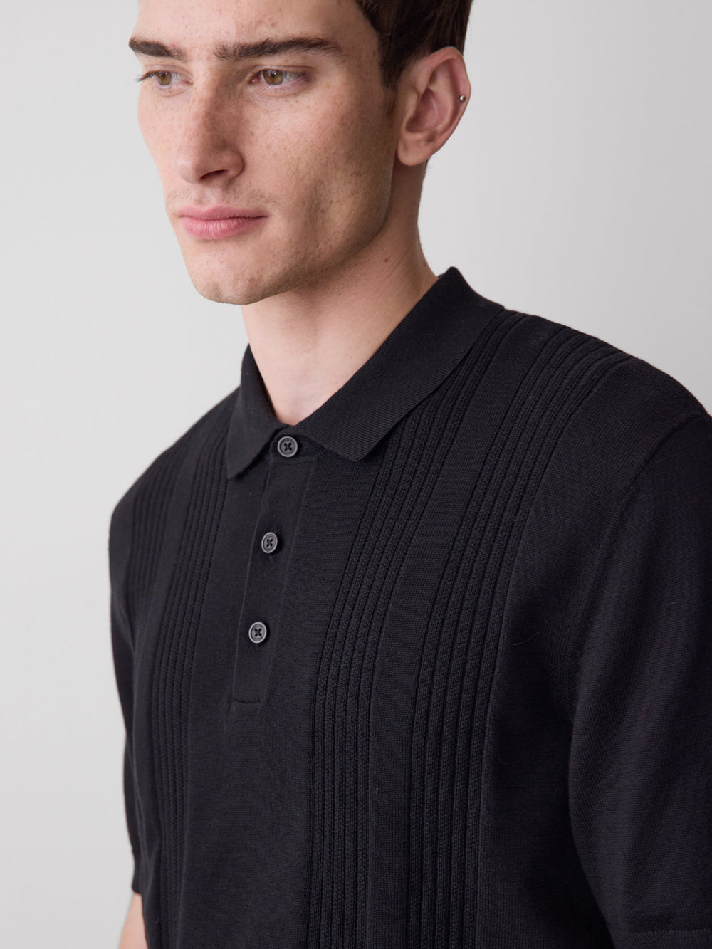 RW&CO Short-Sleeve Cotton Polo with Vertical Stitches