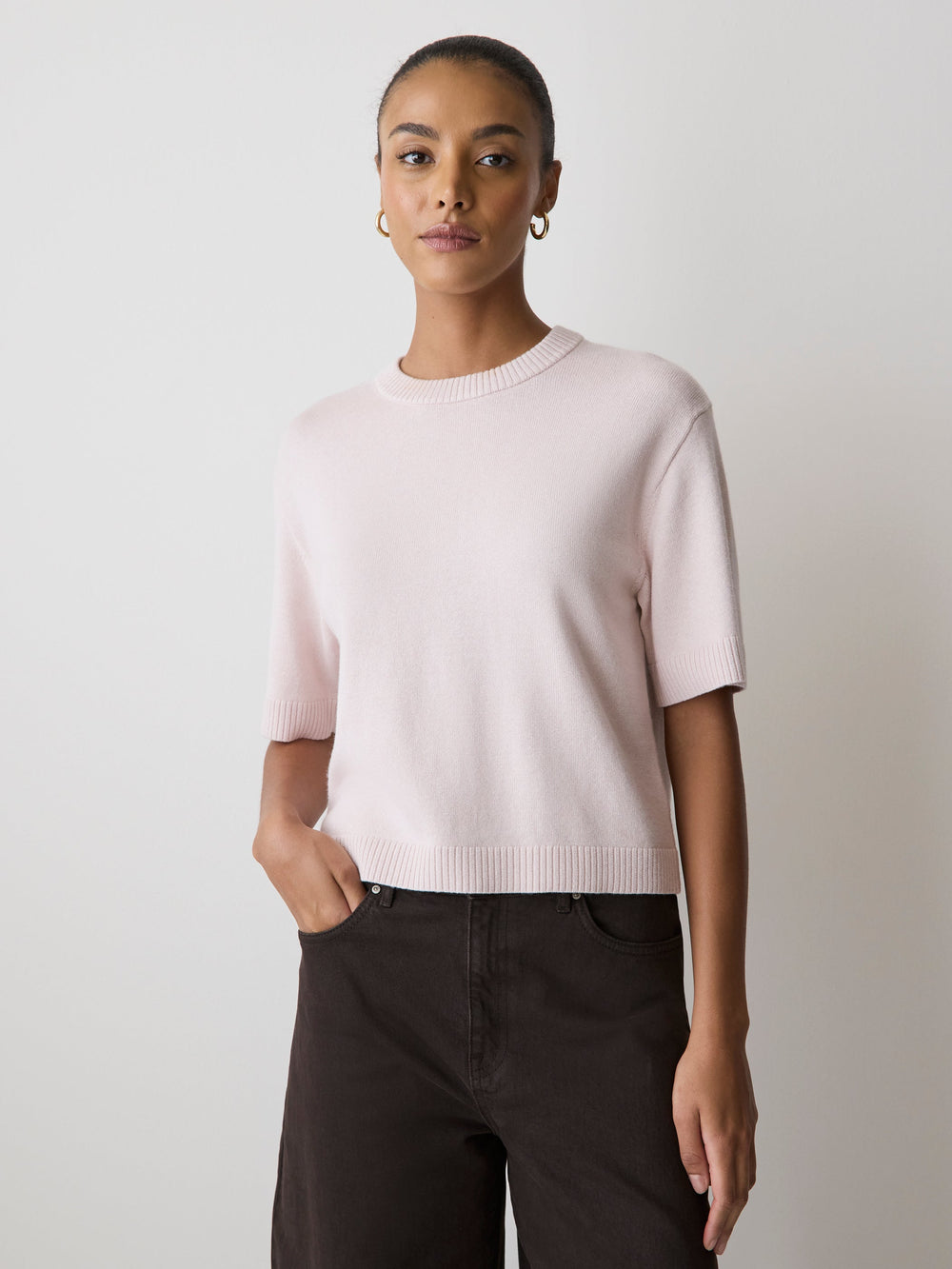 RW&CO Wool-Blend Short-Sleeve Crew-Neck Sweater