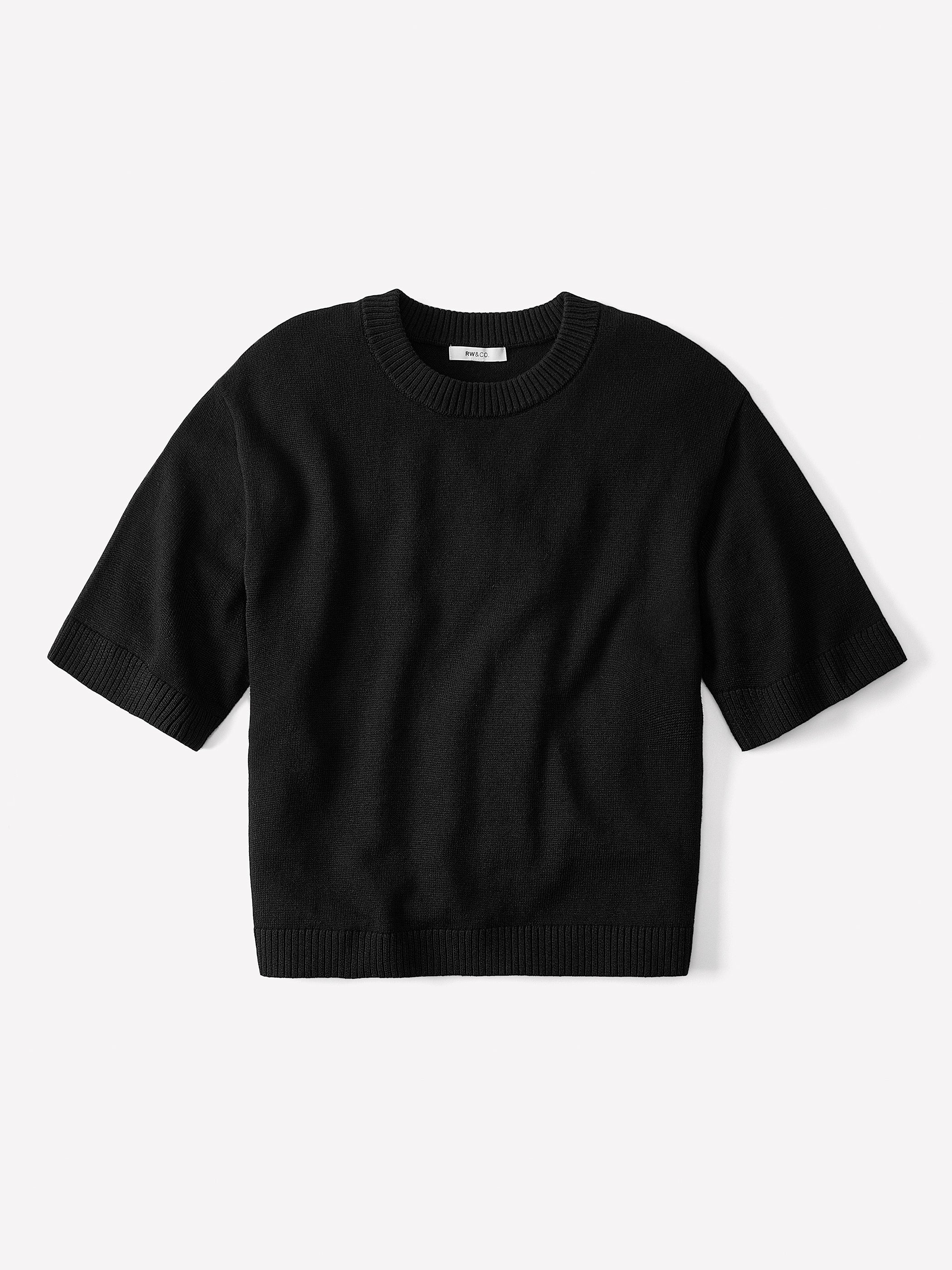 RW&CO Wool-Blend Short-Sleeve Crew-Neck Sweater