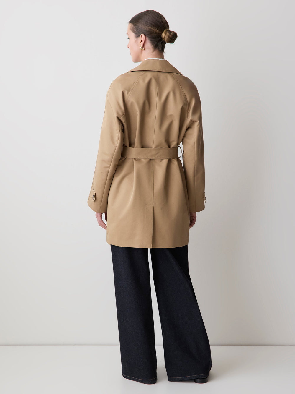 RW&CO Double-Breasted Twill Trench Coat with Belt