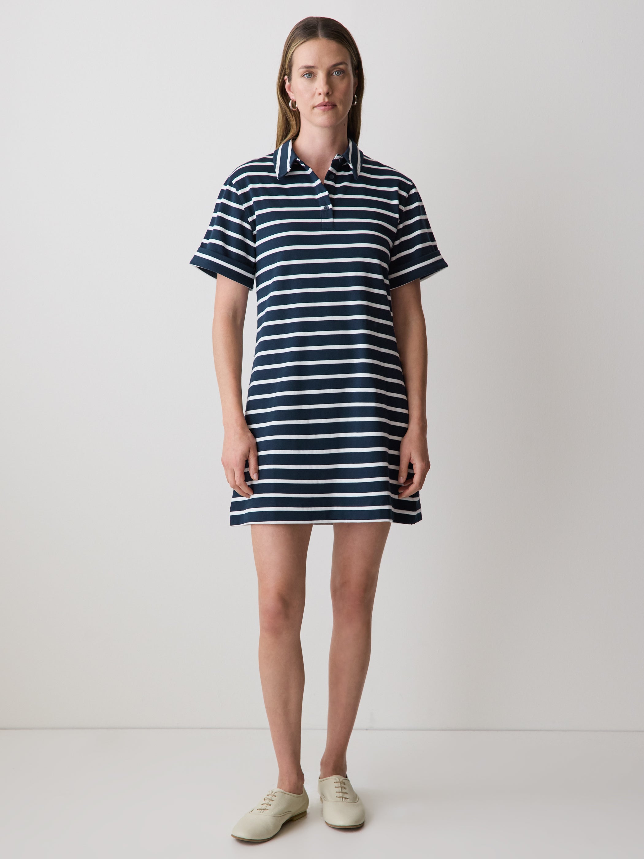 RW&CO Striped Short-Sleeve Polo Dress