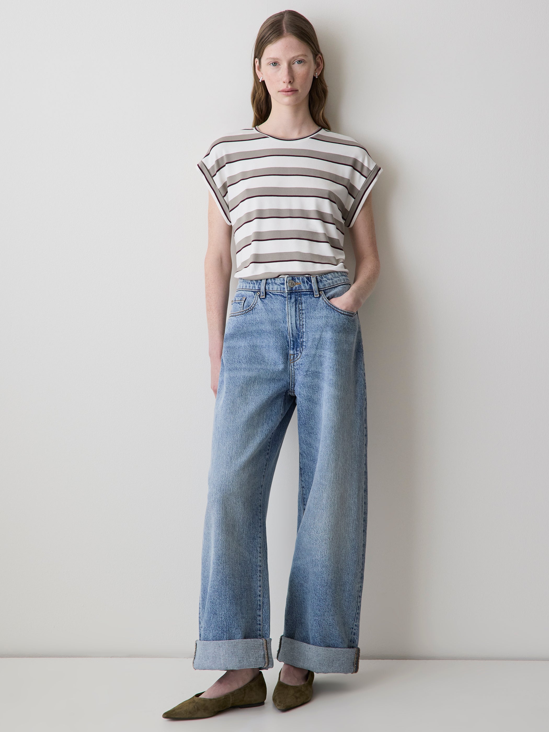 RW&CO Striped Extended-Sleeve Crew-Neck Tee