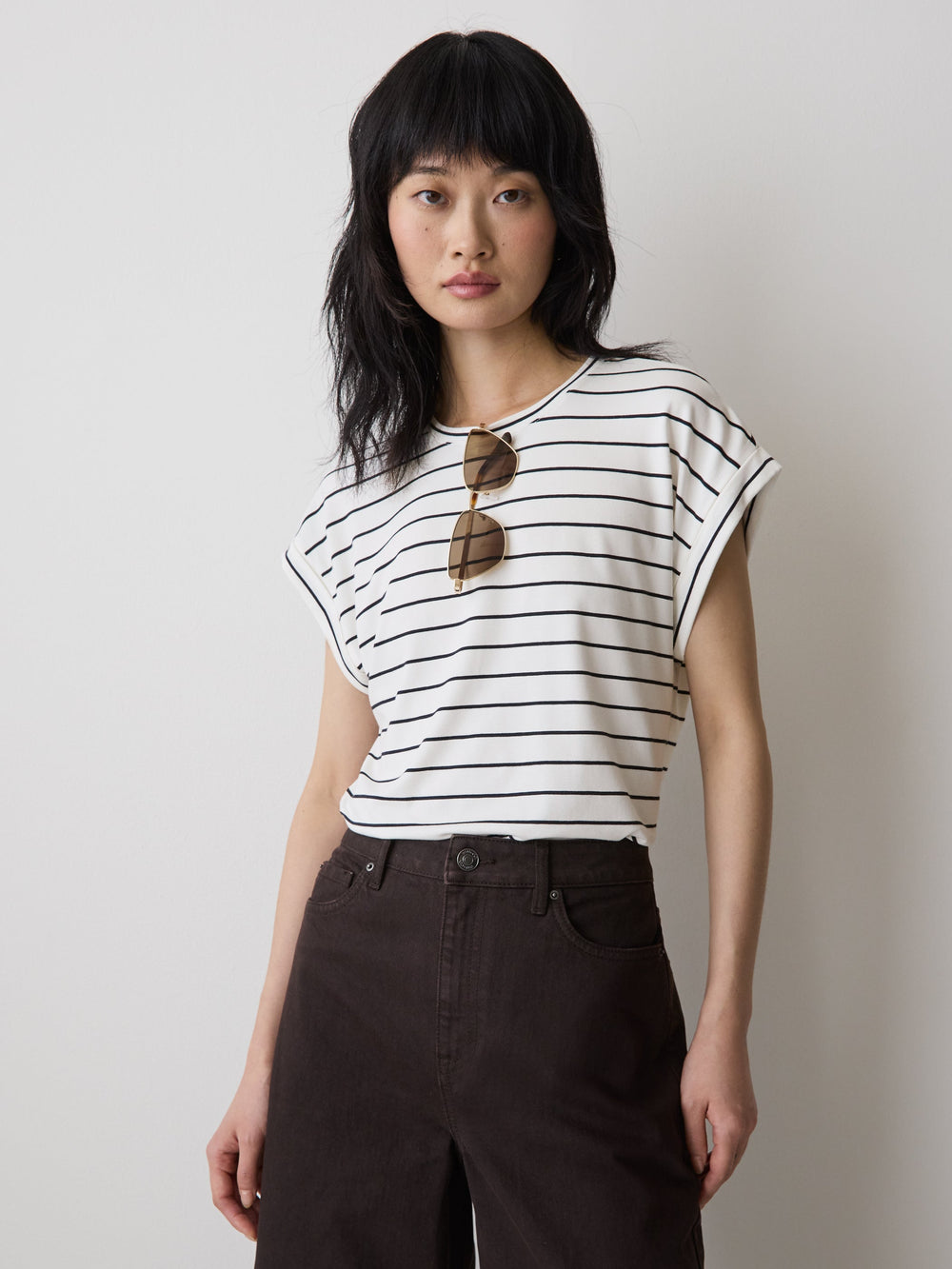 RW&CO Striped Extended-Sleeve Crew-Neck Tee