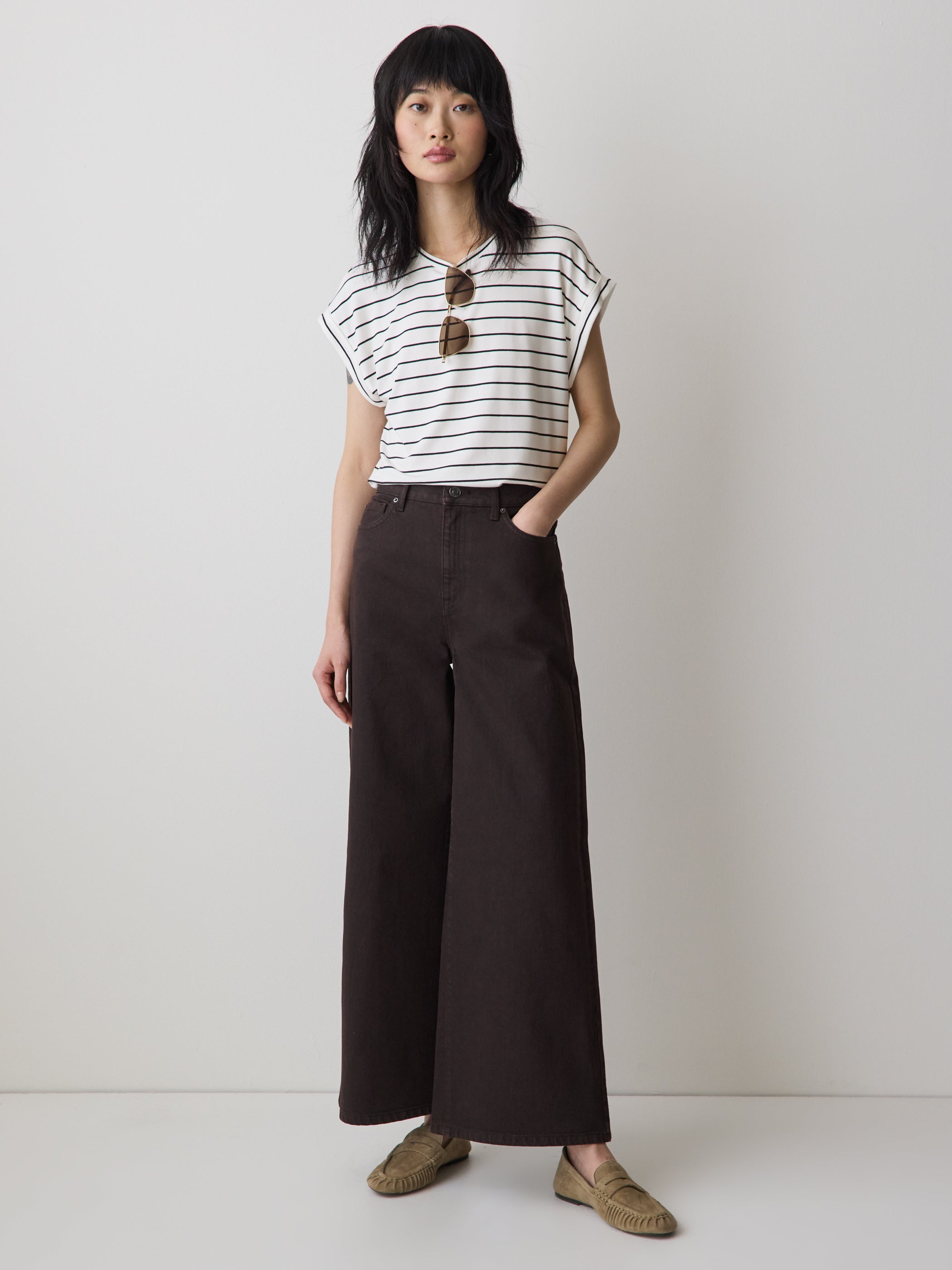 RW&CO Striped Extended-Sleeve Crew-Neck Tee