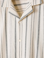 RW&CO Striped Short-Sleeve Textured Shirt with Camp Collar