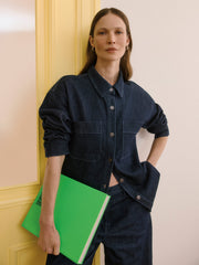 RW&CO Long-Sleeve Buttoned-Down Denim Blouse