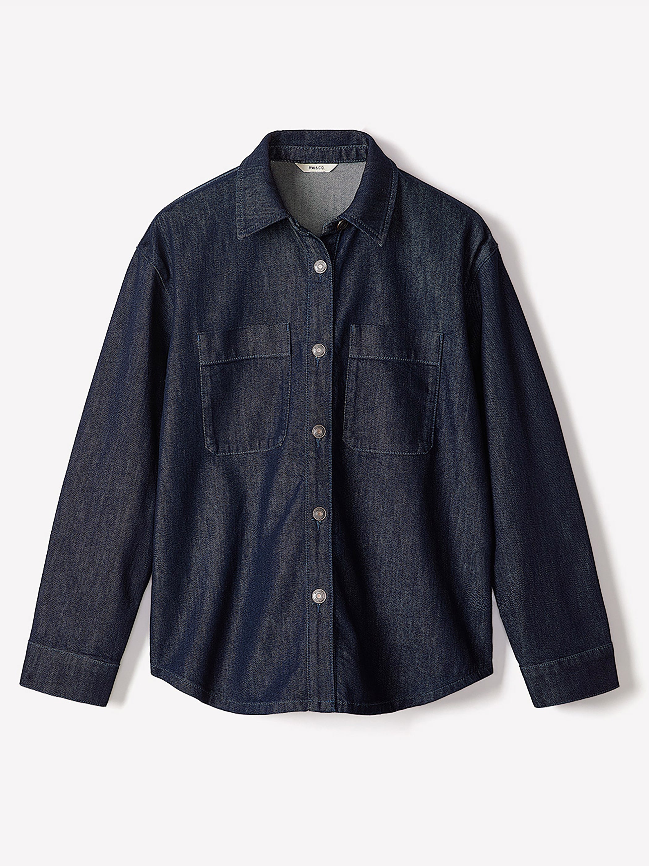 RW&CO Long-Sleeve Buttoned-Down Denim Blouse
