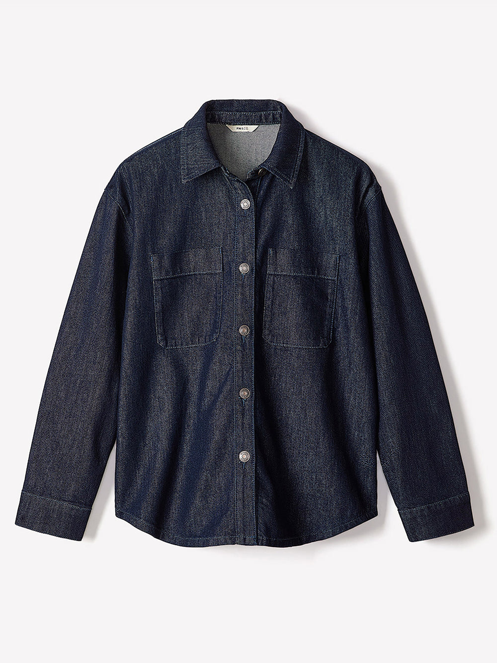 RW&CO Long-Sleeve Buttoned-Down Denim Blouse