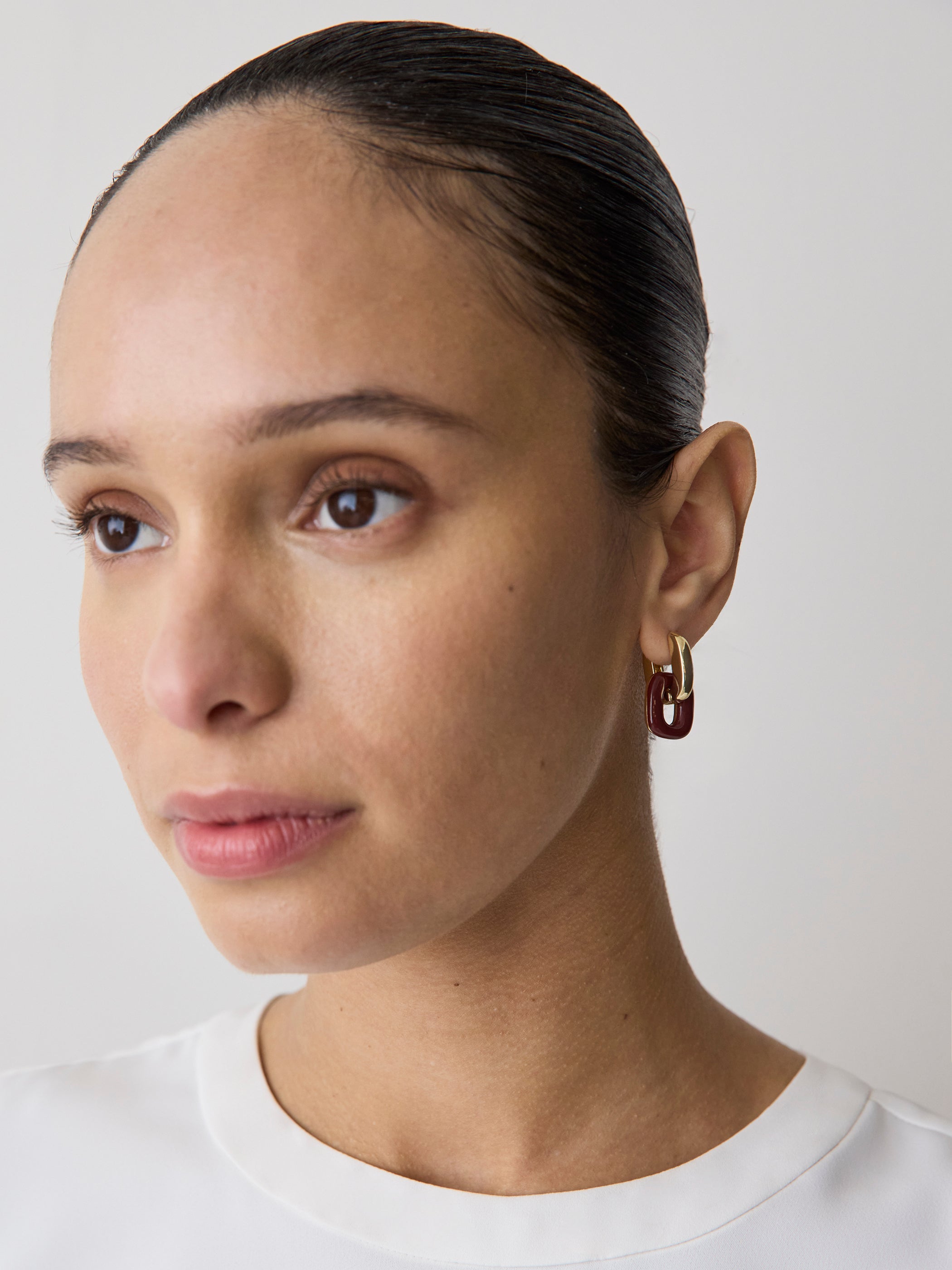 RW&CO Hoops with Enamel Link Pendant