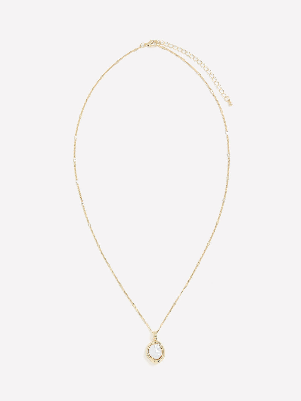 RW&CO Long Necklace with Baroque Pearl Pendant